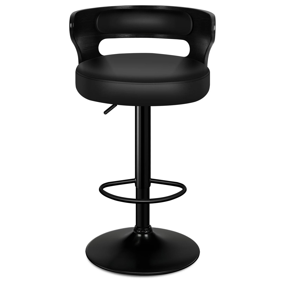 5 Alfordson 4x Bar Stool Kitchen Swivel Chair Wooden Leather Ramiro - Black, 5 of 10