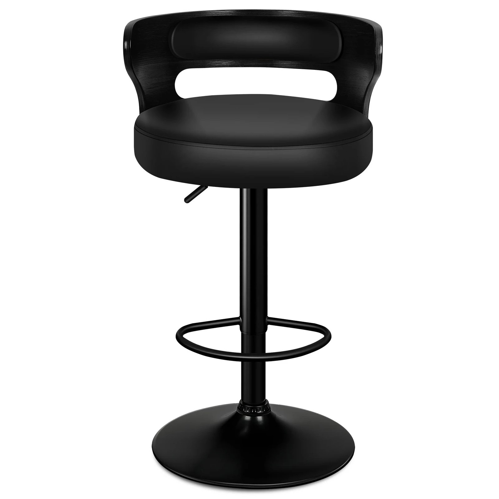 5 Alfordson 4x Bar Stool Kitchen Swivel Chair Wooden Leather Ramiro - Black, 5 of 10