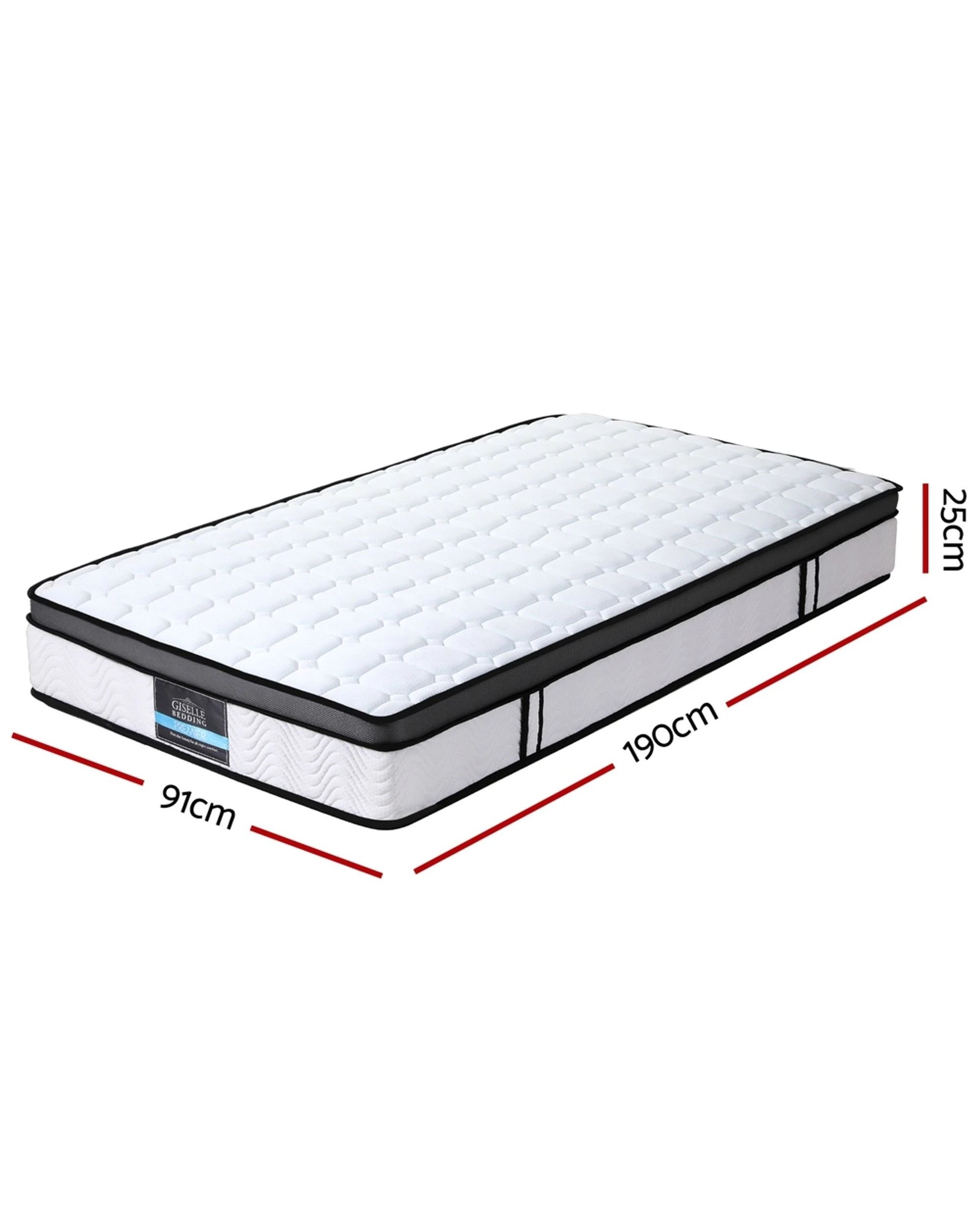 2 Giselle Mattress Cool Gel Foam 25cm Single - Single Bed - White, 2 of 4