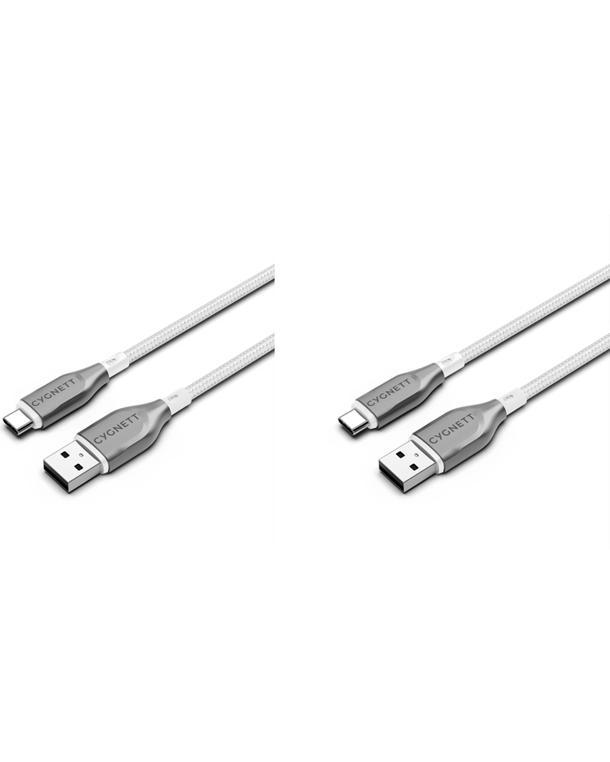 1 Cygnett 2PK Armoured USB-C to USB-A Charger & Data Sync Cable 2m - White, 1 of 6