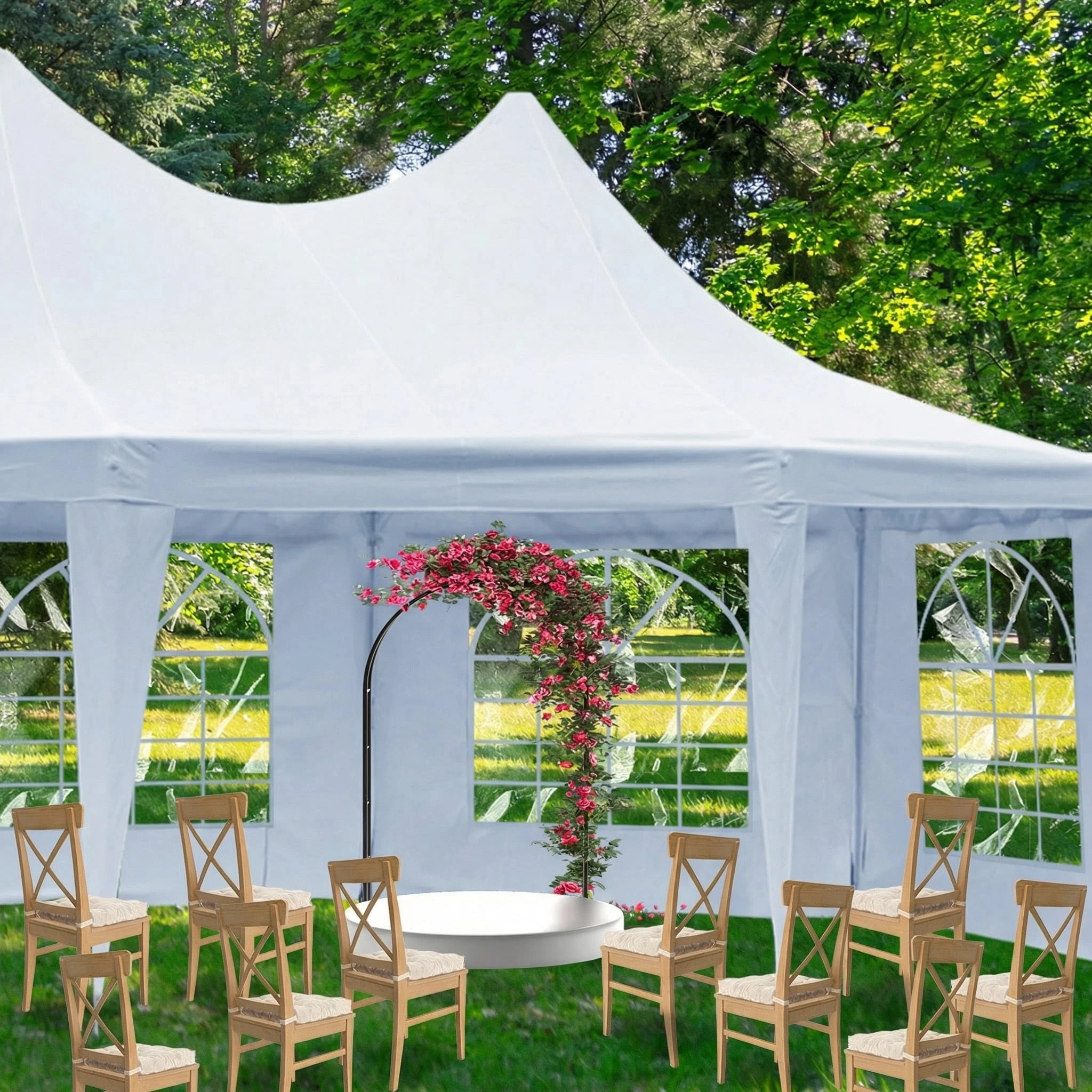 7 Wallaroo 6x4.5m Wedding Gazebo Marquee with Sidewalls - White, 7 of 10