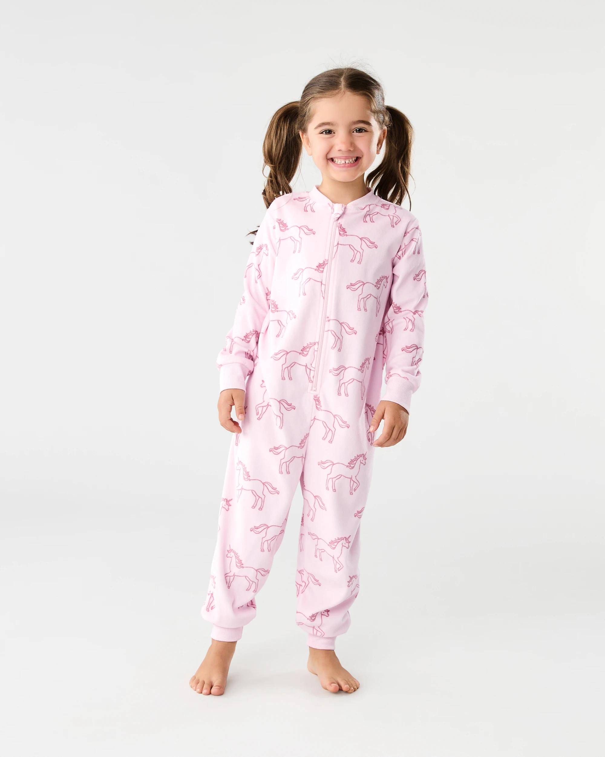 1 Fleece All-in-One Sleepsuit Pnk Unicrn, 1 of 8