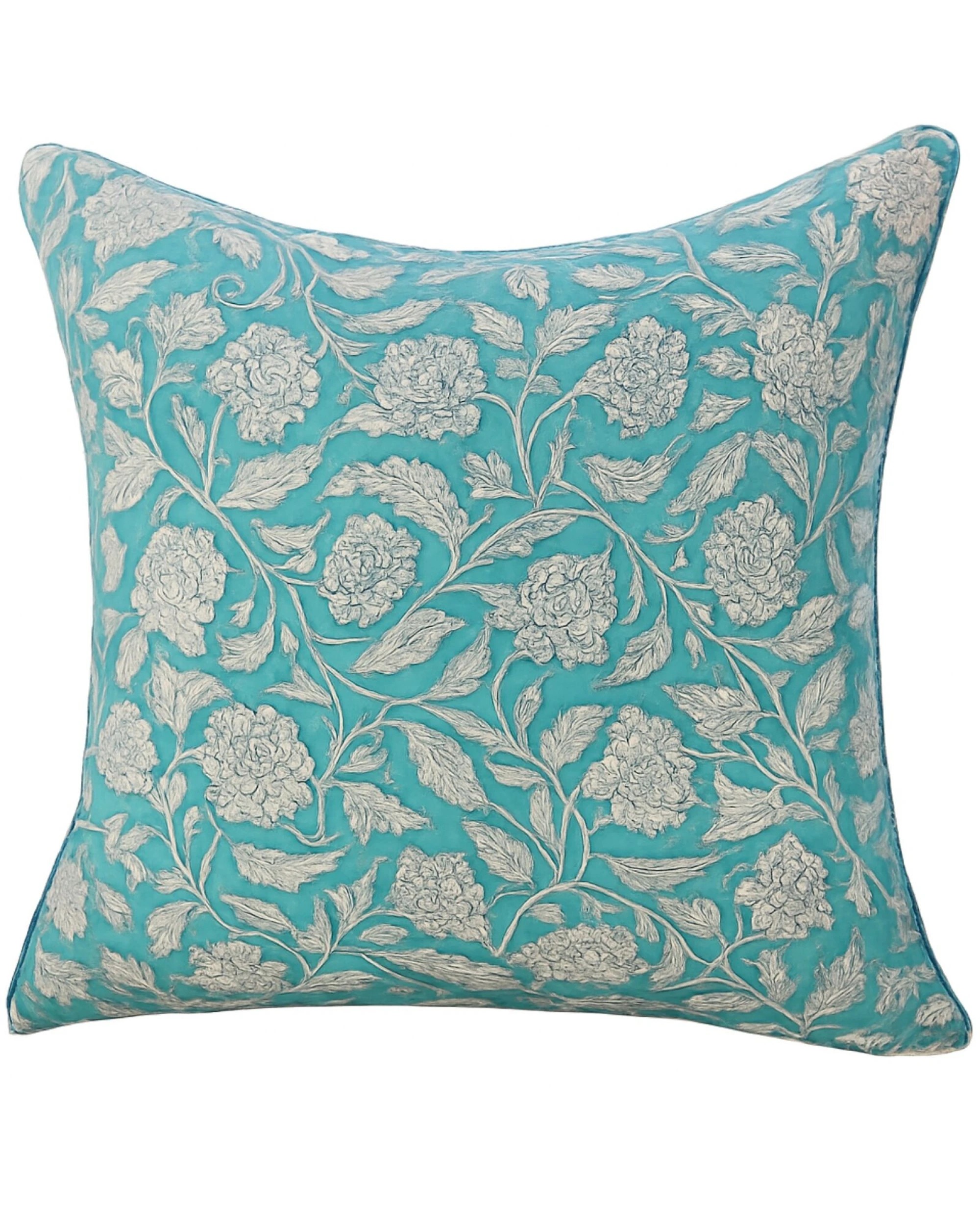 1 Kolka Sea Green Floral Decorative Cushion Pillow Cover - Green, 1 of 2