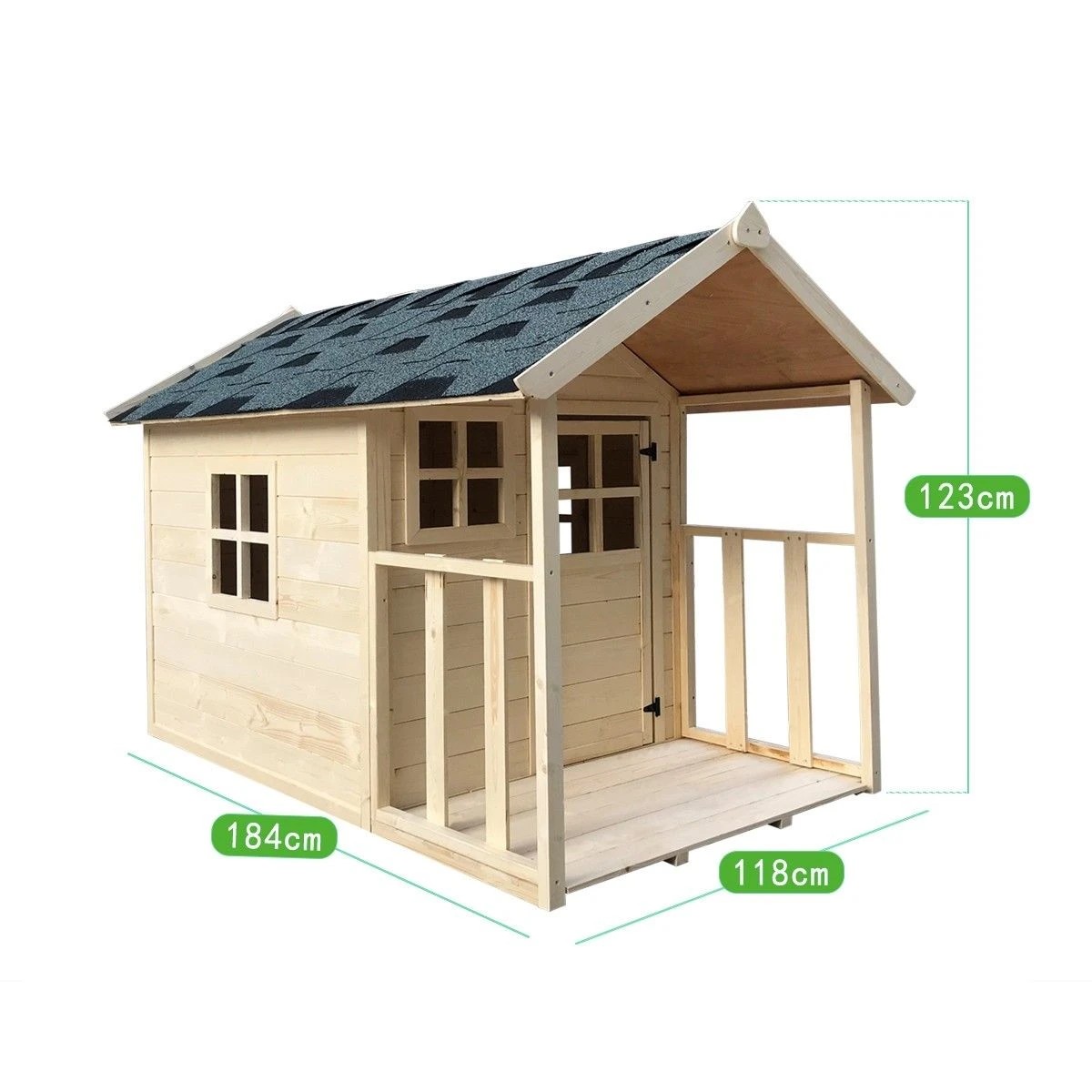 4 AUSWAY Wooden Cubby House for Kids Outdoor Playhouse, 4 of 9