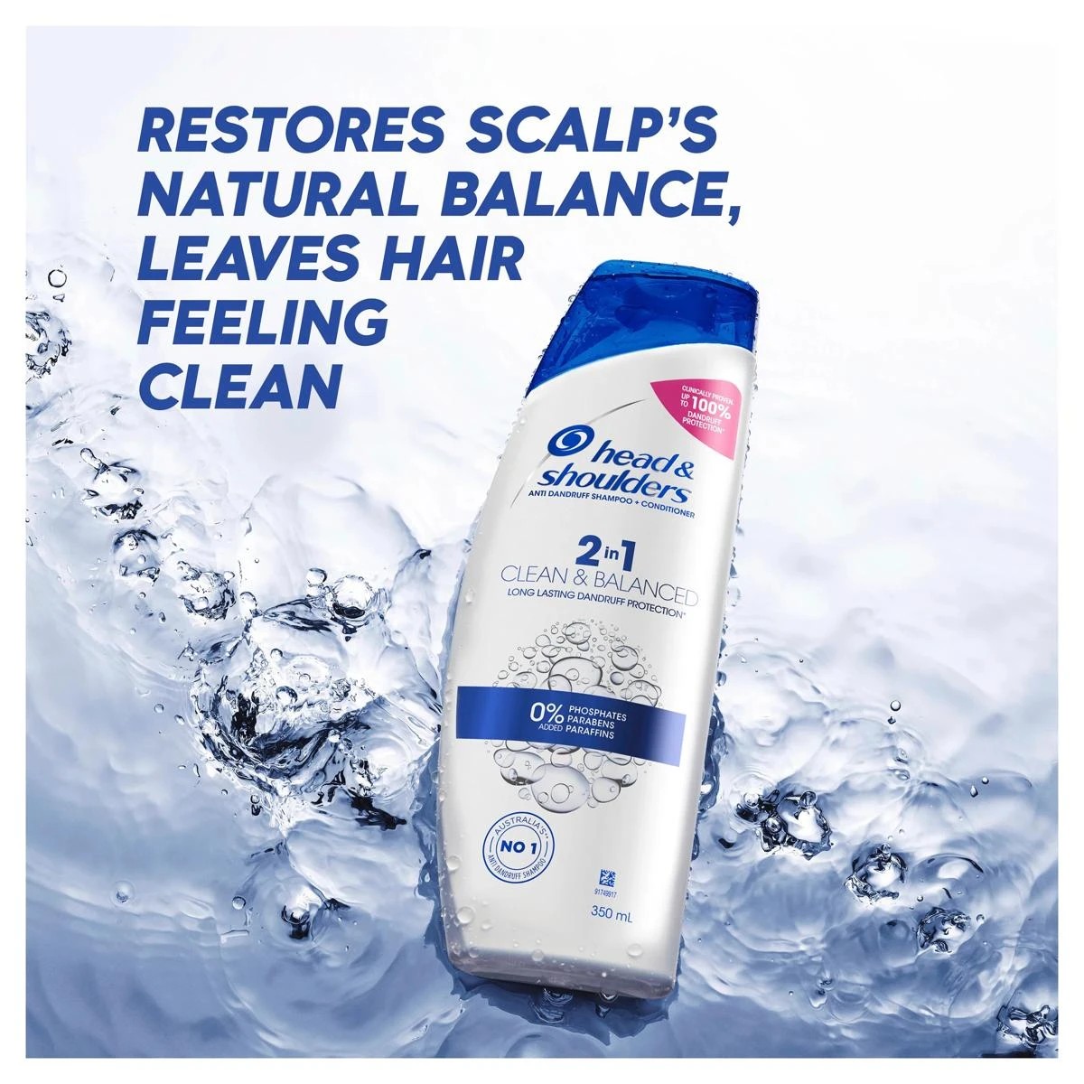 6 Head & Shoulders 2-in-1 Clean & Balanced Anti Dandruff Shampoo and Conditioner 350ml, 6 of 10