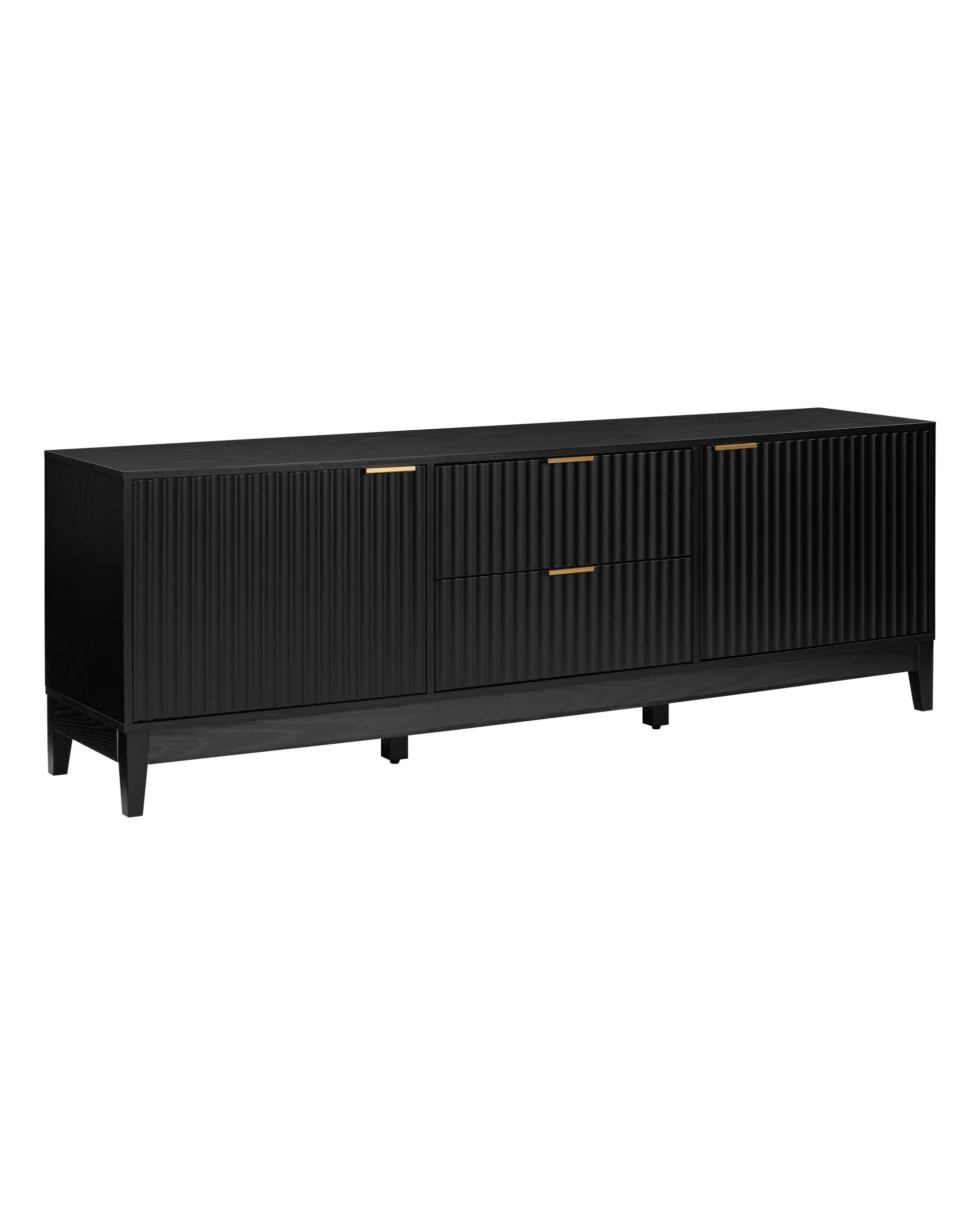 1 Kodu Entertainment Unit TV Cabinet 180cm 2 Doors 2 Drawers - Black, 1 of 10
