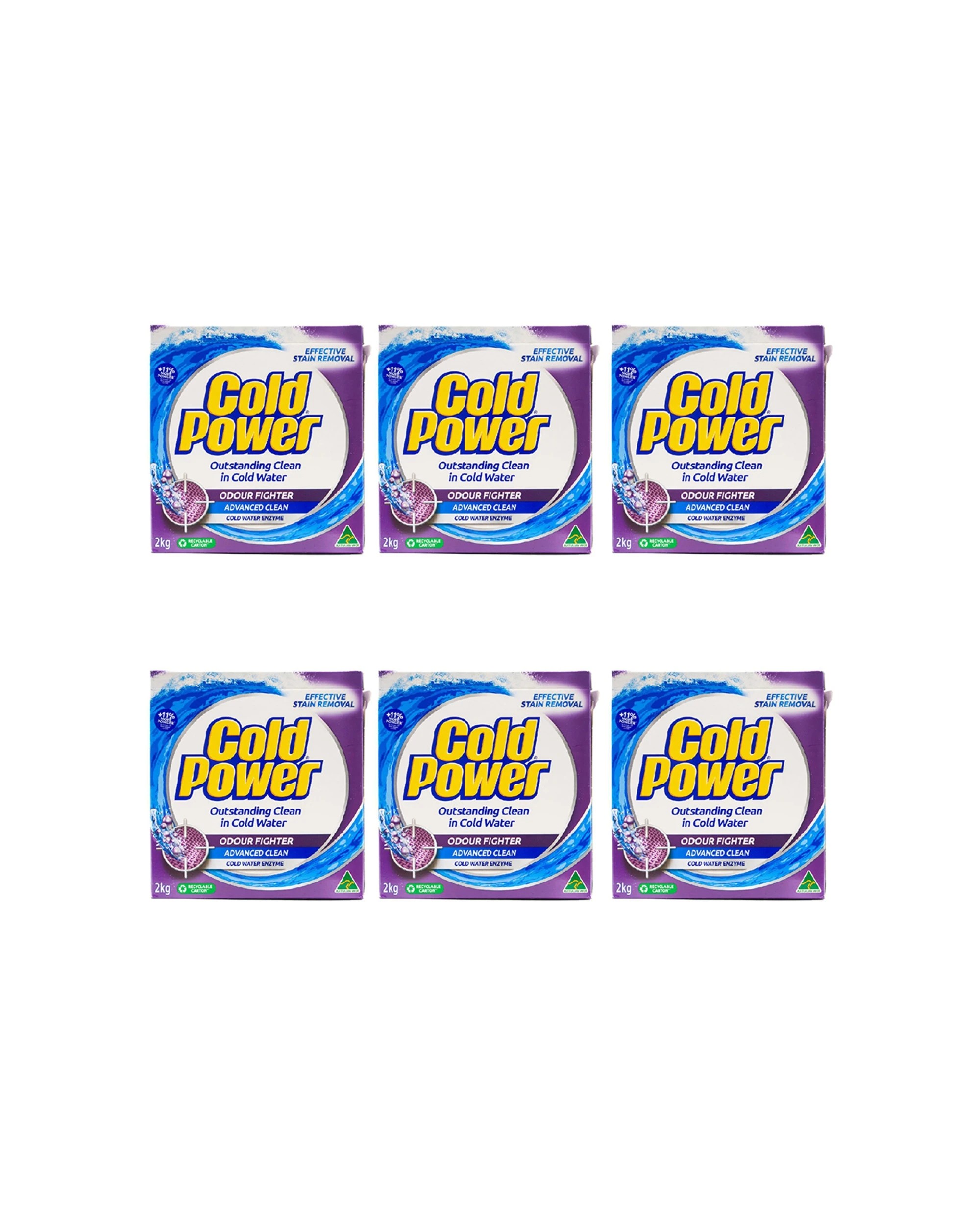 1 Cold Power 6PK Laundry Powder 2kg Advanced Clean Odour Fighter Stain Remov - Purple, 1 of 5