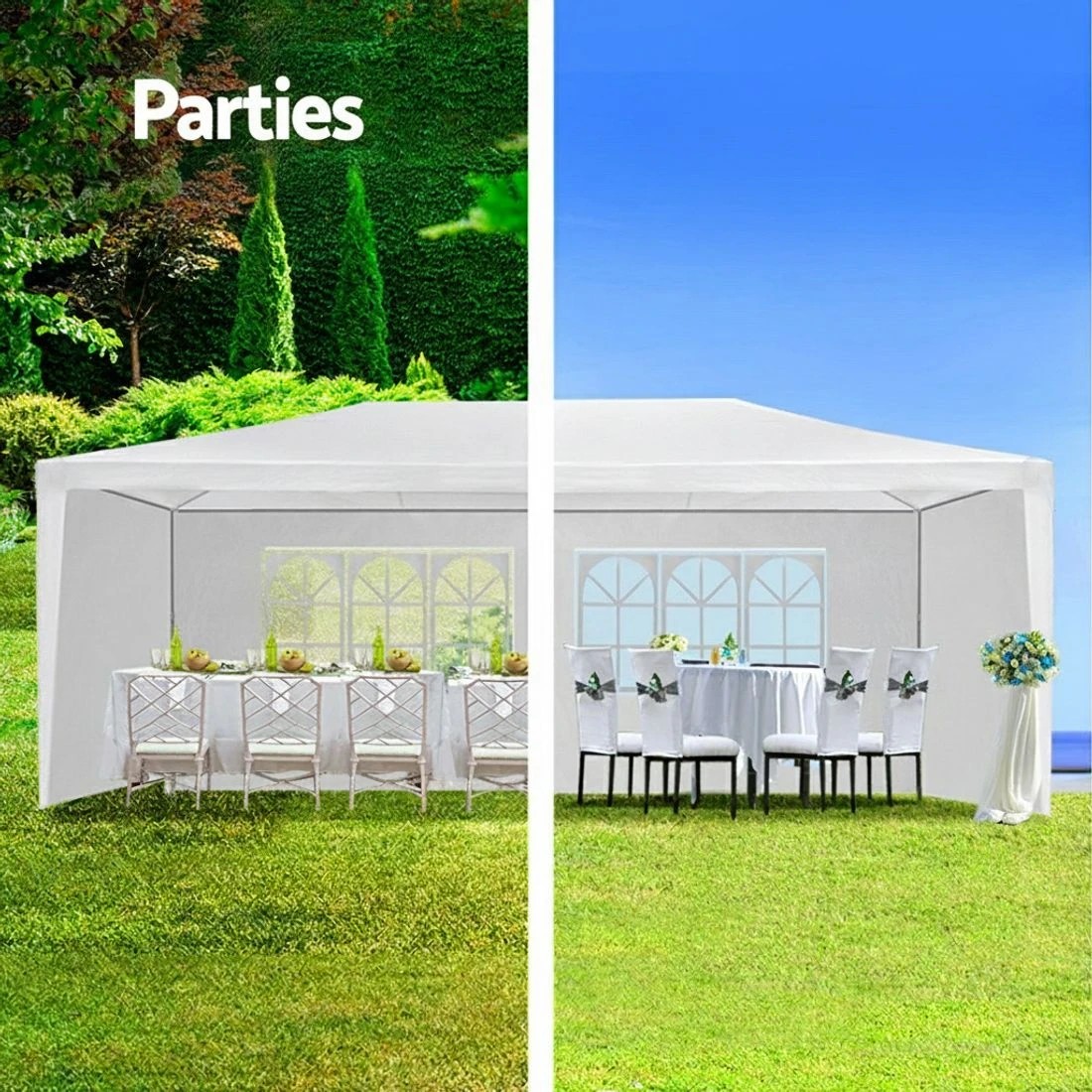 4 Instahut Gazebo 3x6m Marquee Wedding Party Tent Outdoor Camping Side Wall Canopy 6 Panel - White, 4 of 6