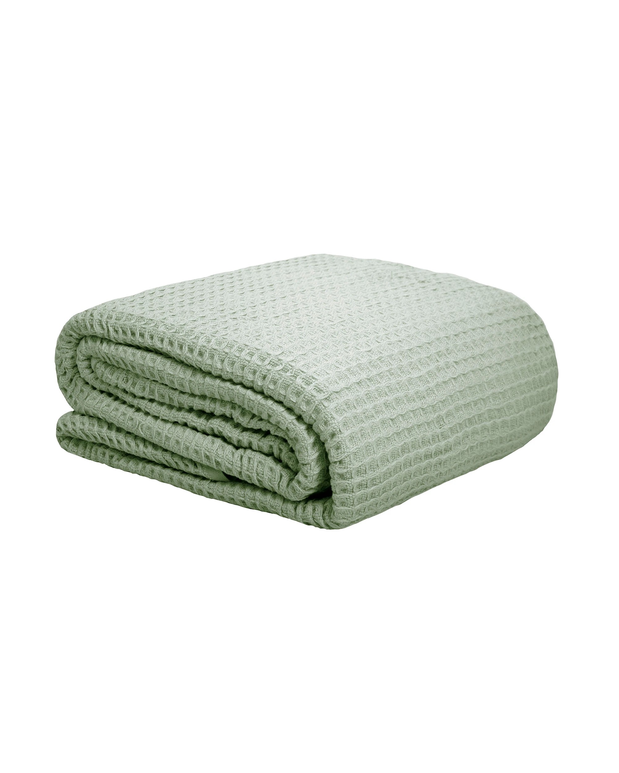 2 Bambury Cotton Waffle Weave Lightweight Blanket  Sage - Single Bed - Green, 2 of 3