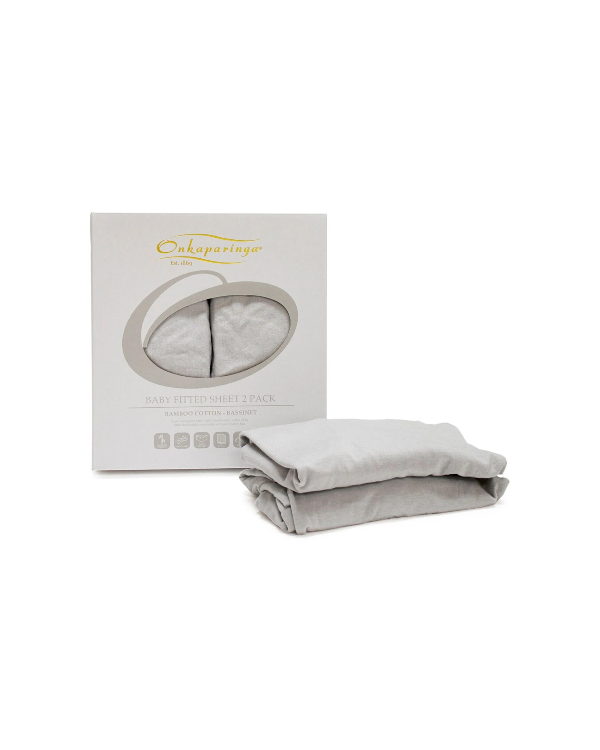2 Onkaparinga Baby Cotton Jersey Bassinet Sheet - Silver, 2 of 2