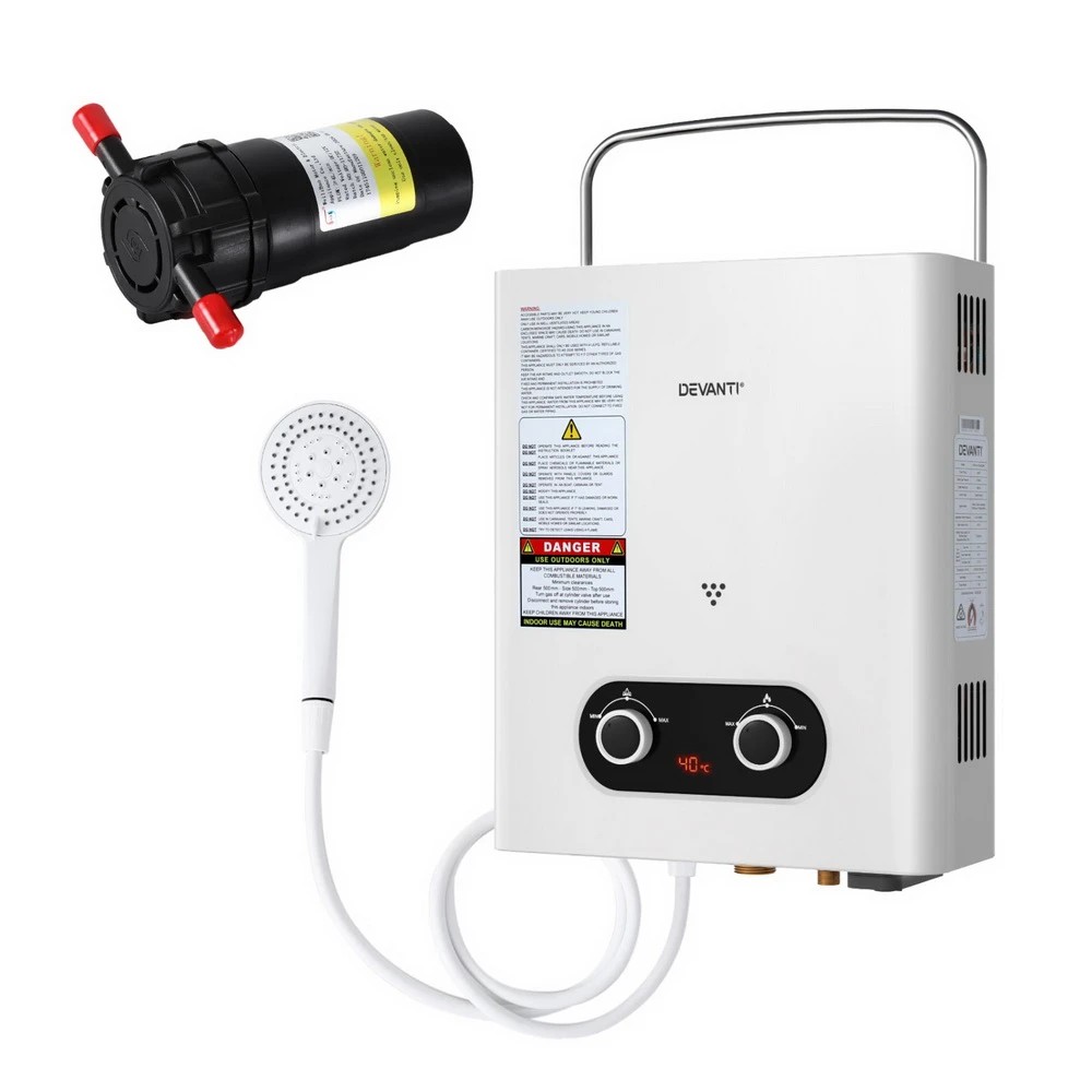 1 Devanti Portable Gas Water Heater LPG-powe System  With Pump - Multi, 1 of 7