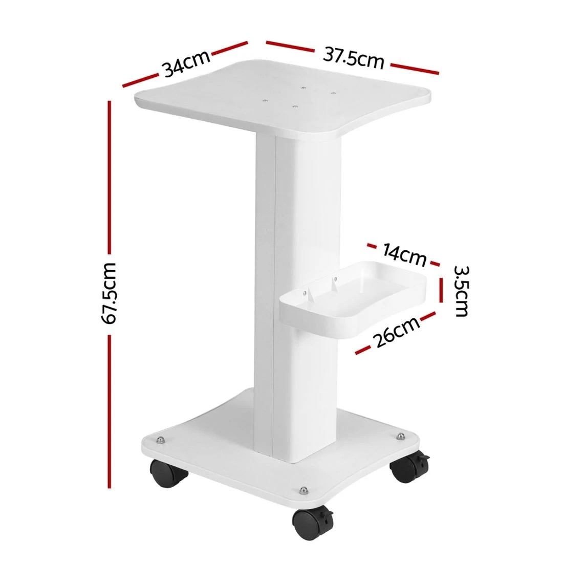 2 Embellir Salon Trolley Cart Spa Beauty Rolling Tray Hairdressing Storage Stand - White, 2 of 5