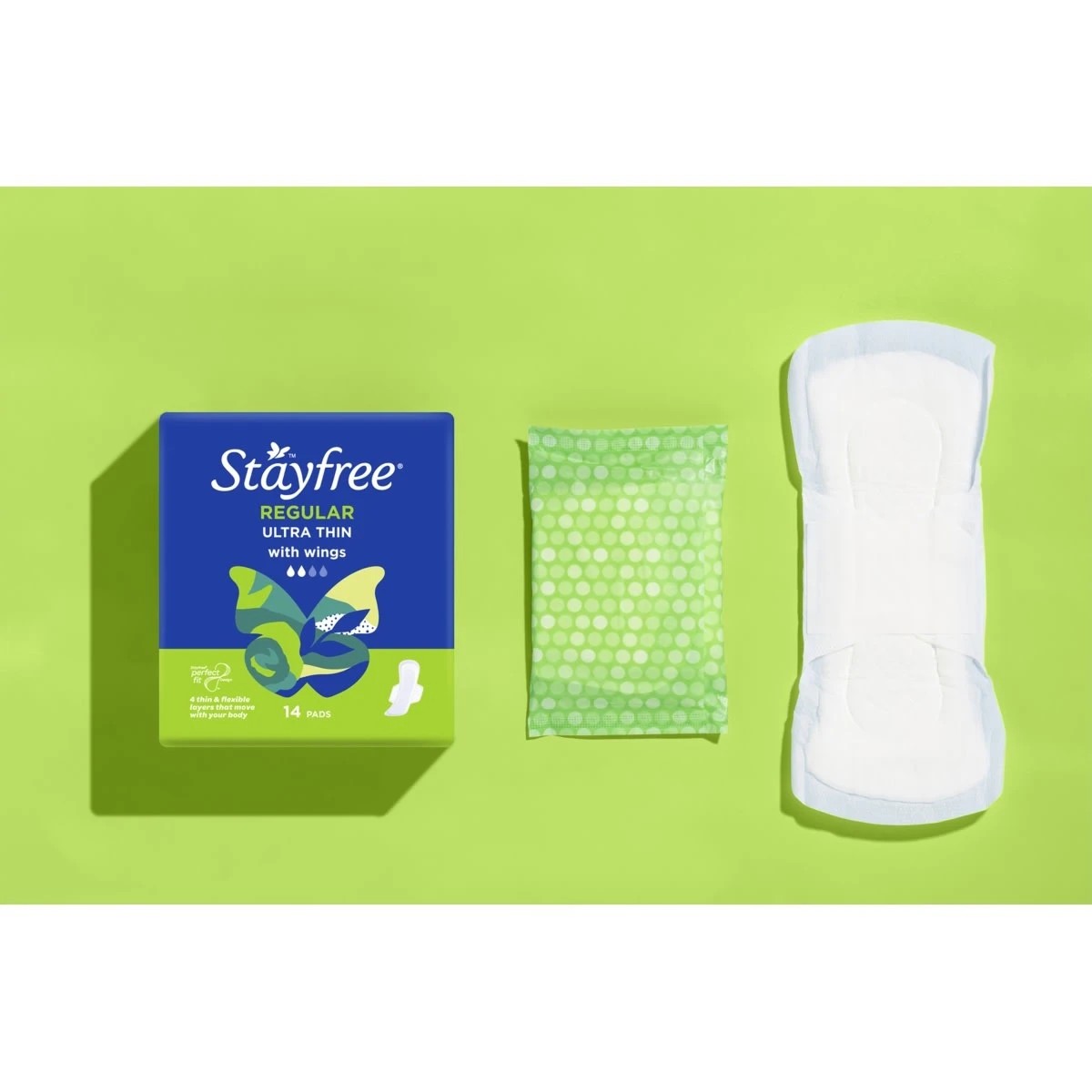 7 Stayfree 14 Pack UltraThin Regular Pads with Wings, 7 of 7