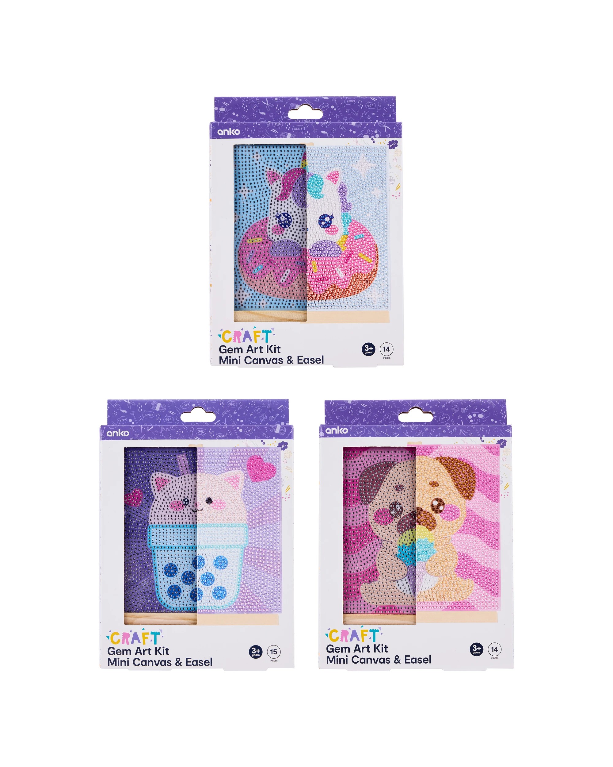 1 Gem Art Kit Mini Canvas and Easel - Assorted, 1 of 3