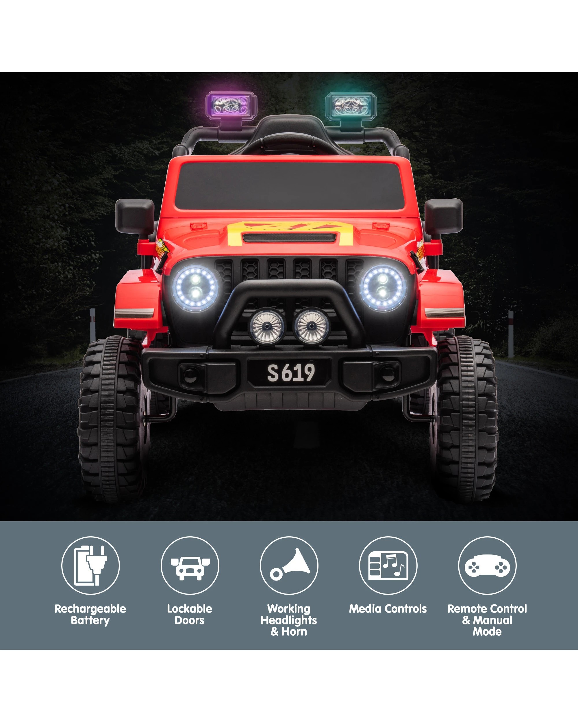 9 Kahuna S619 Gravity Kids Electric Ride On Car - Red, 9 of 10