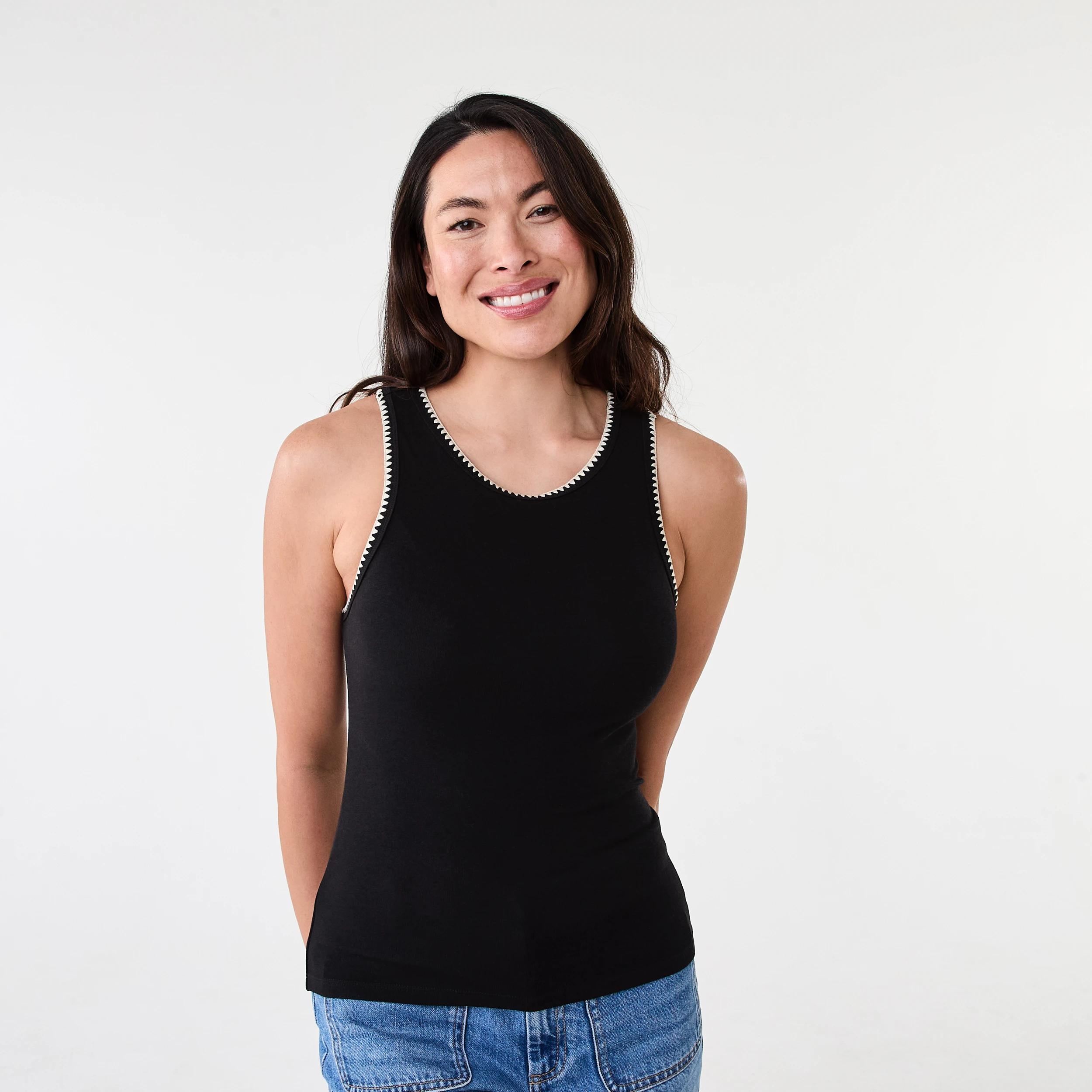 1 Sleeveless Whip Stitch Tank Black, 1 of 5