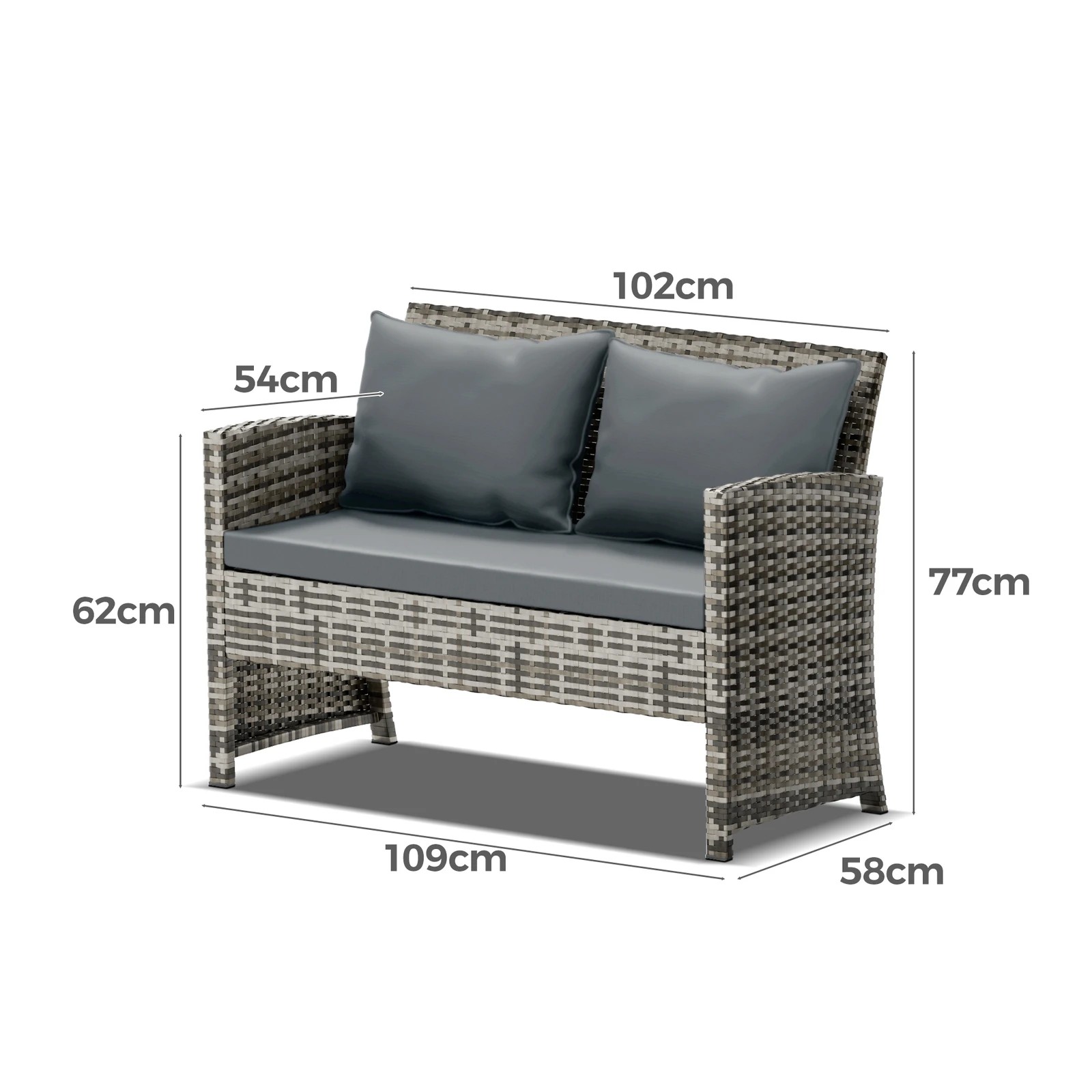 8 Alfordson Outdoor Furniture 4PCS Garden Patio Chairs Table Set Wicker With Pillow - Mixed Grey, 8 of 10