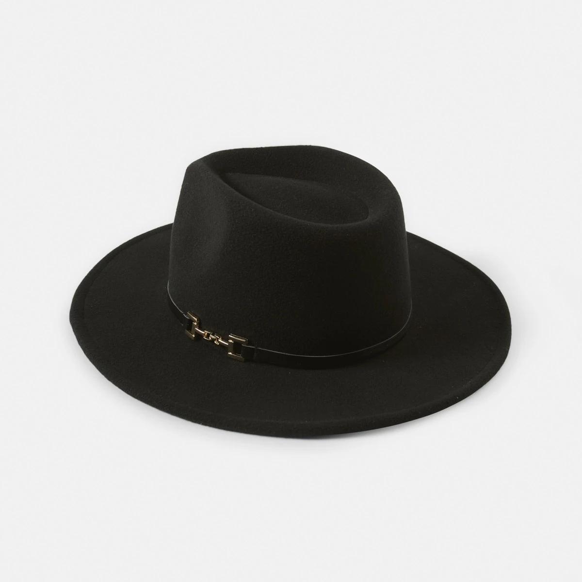 2 Metal Trim Fedora Hat Black, 2 of 5