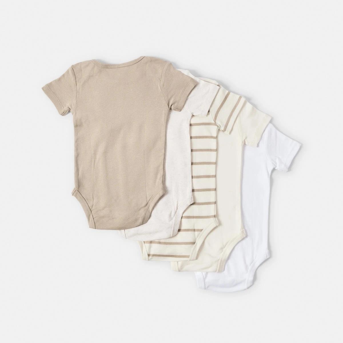 2 5 Pack Short Sleeve Bodysuits NEUTRAL 5PK, 2 of 8