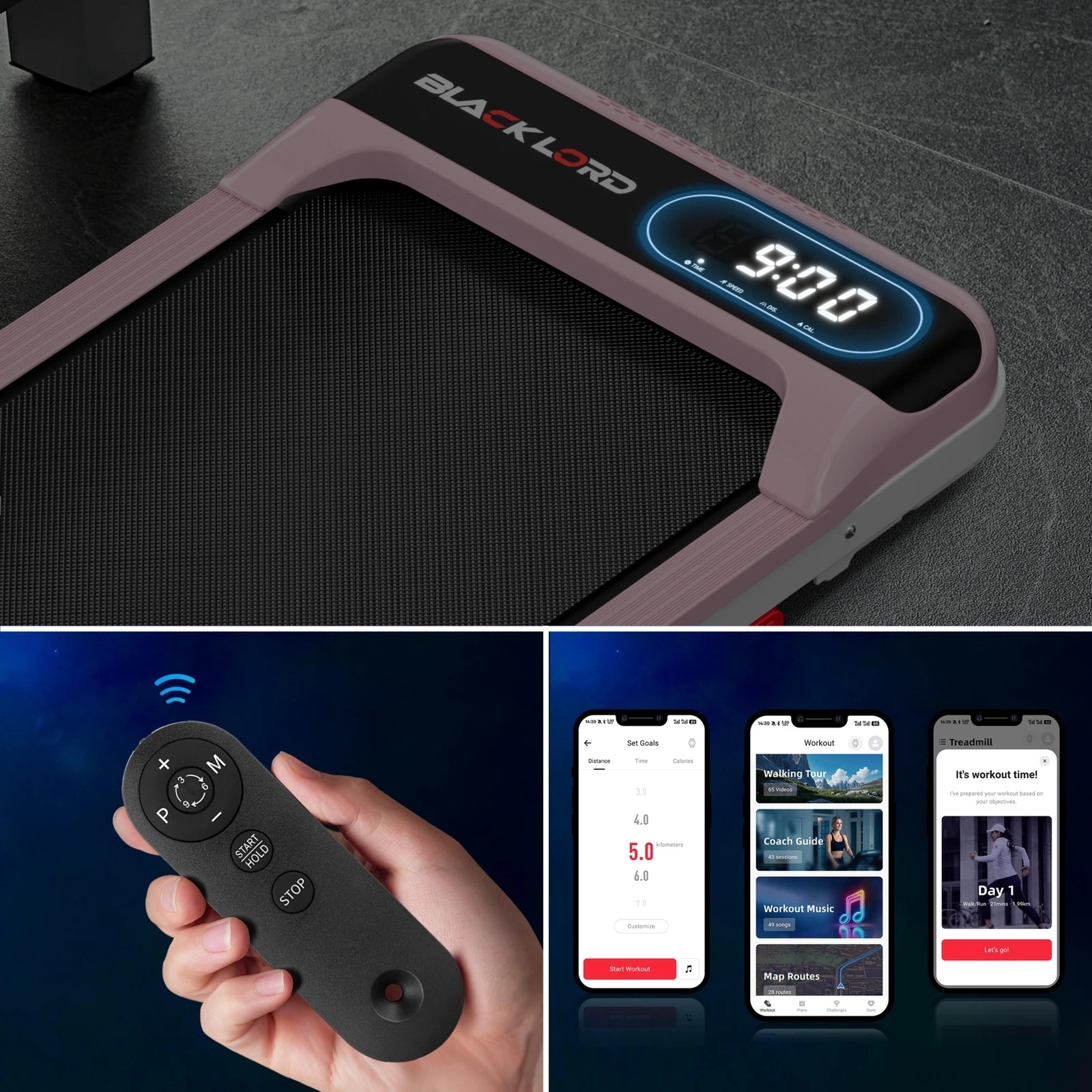 7 Black Lord Treadmill Electric Walking Pad Incline Home Gym Magnetic Remote - Pink, 7 of 10