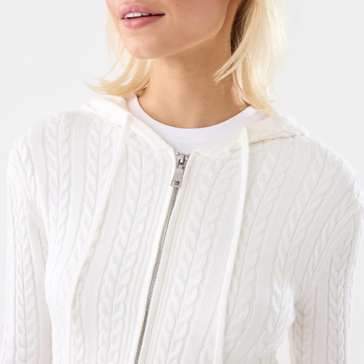 7 Zip Through Cable Cardigan Ecru, 7 of 9