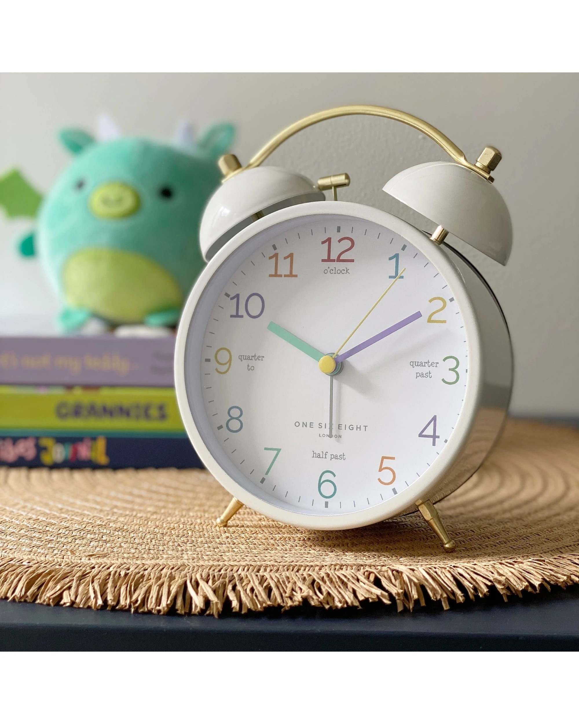 3 One Six Eight London Learn The Time Silent Alarm Clock - White, 3 of 4