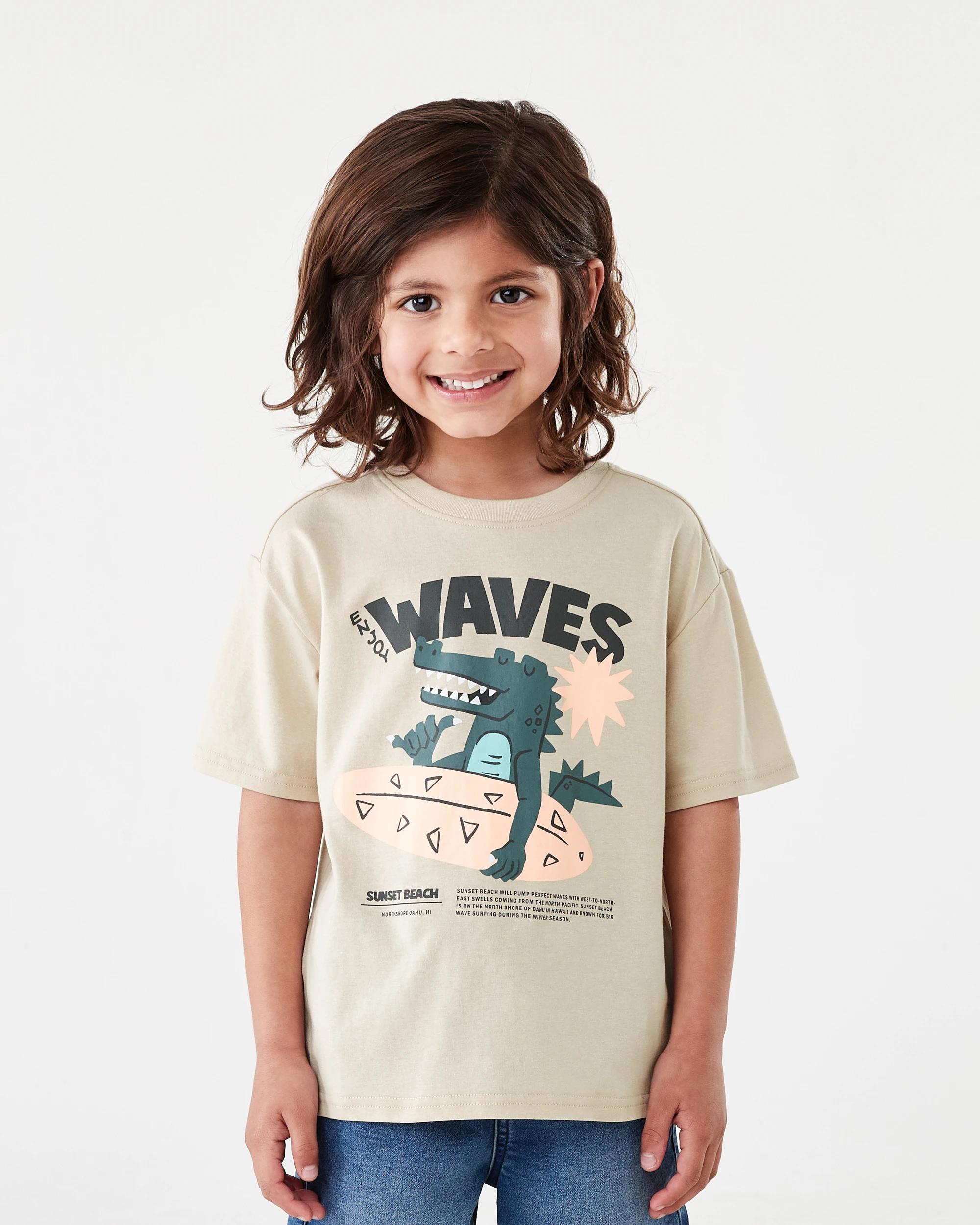 1 Chest Print T-shirt Bge Croc, 1 of 6