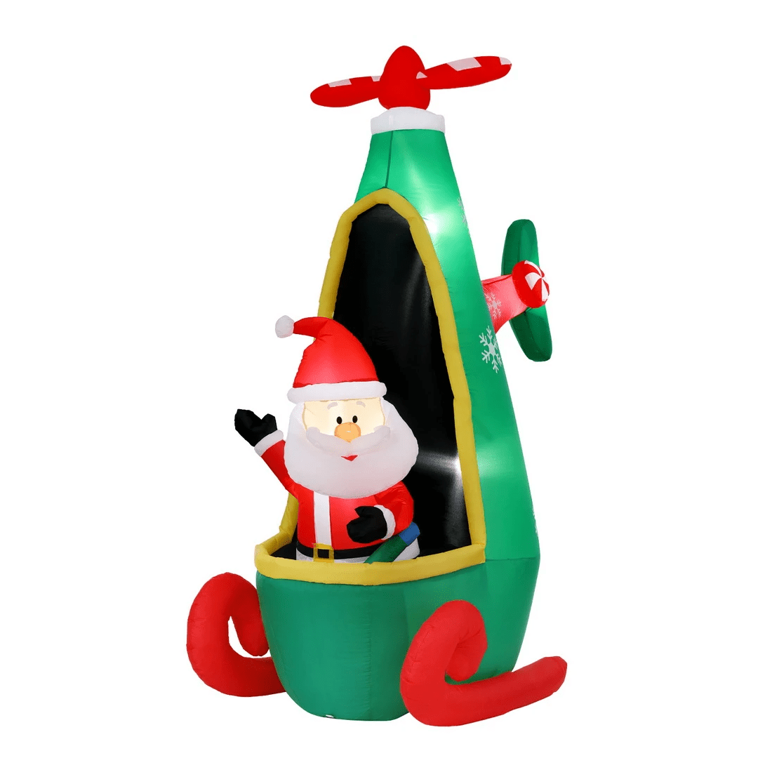 1 Jingle Jollys Christmas Inflatable Santa in Helicopter 2.55M Height LED Illuminated Decorations - Multi, 1 of 7