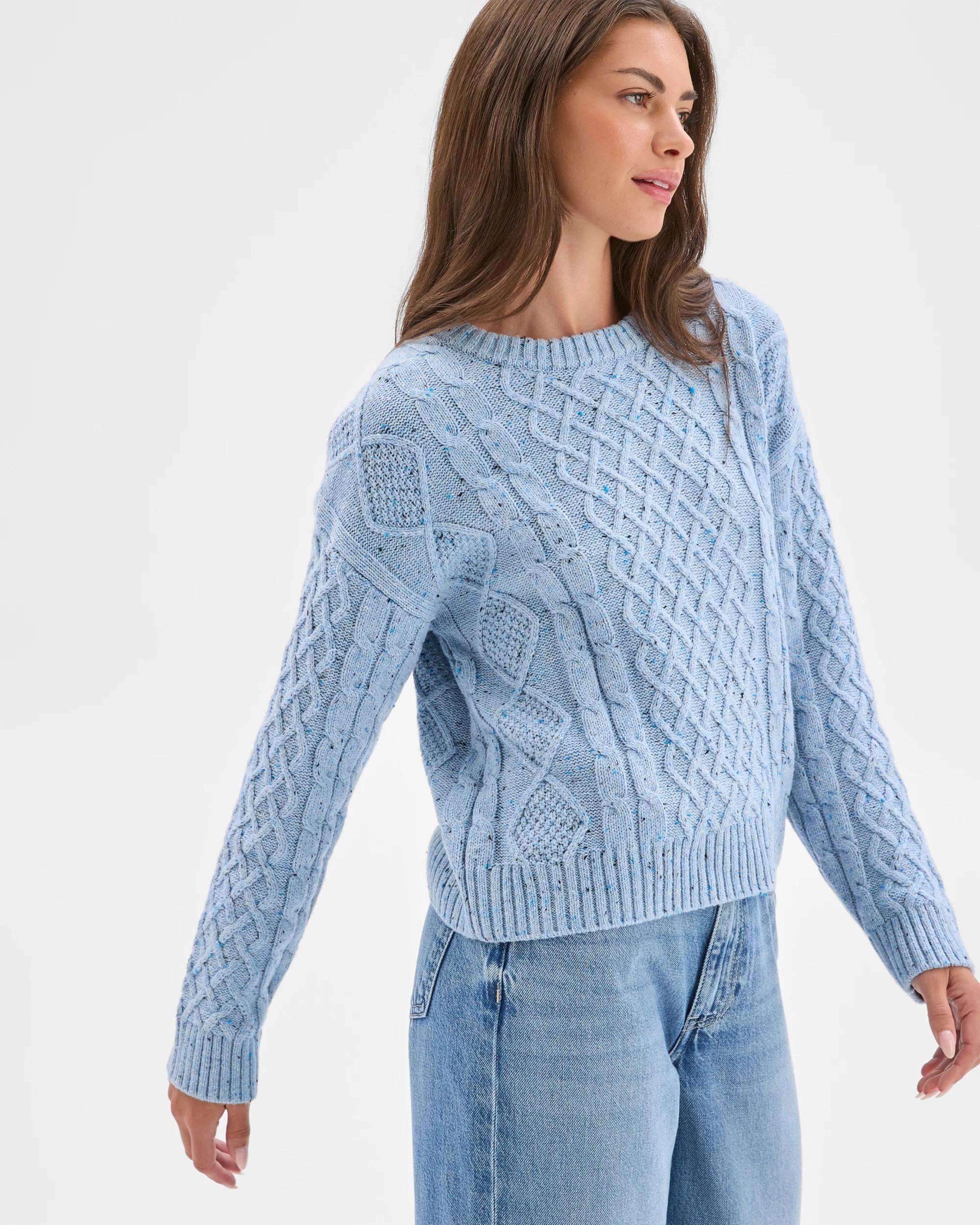 5 Target Petites Petites Australian Cotton Blend Nepped Cable Knit Sweater CORN FLOUR, 5 of 7
