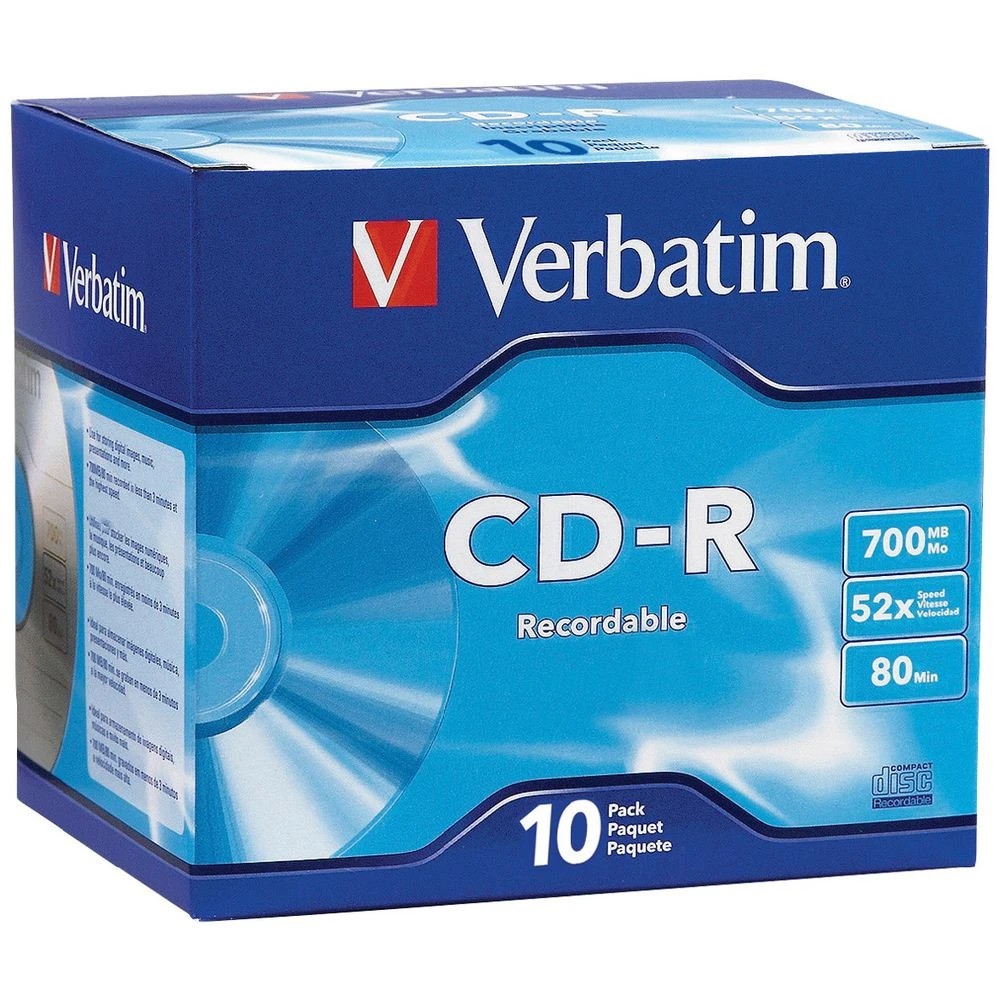 1 Verbatim CD-R 700MB 52x High Speed Jewel Case 10 Pack, 1 of 1