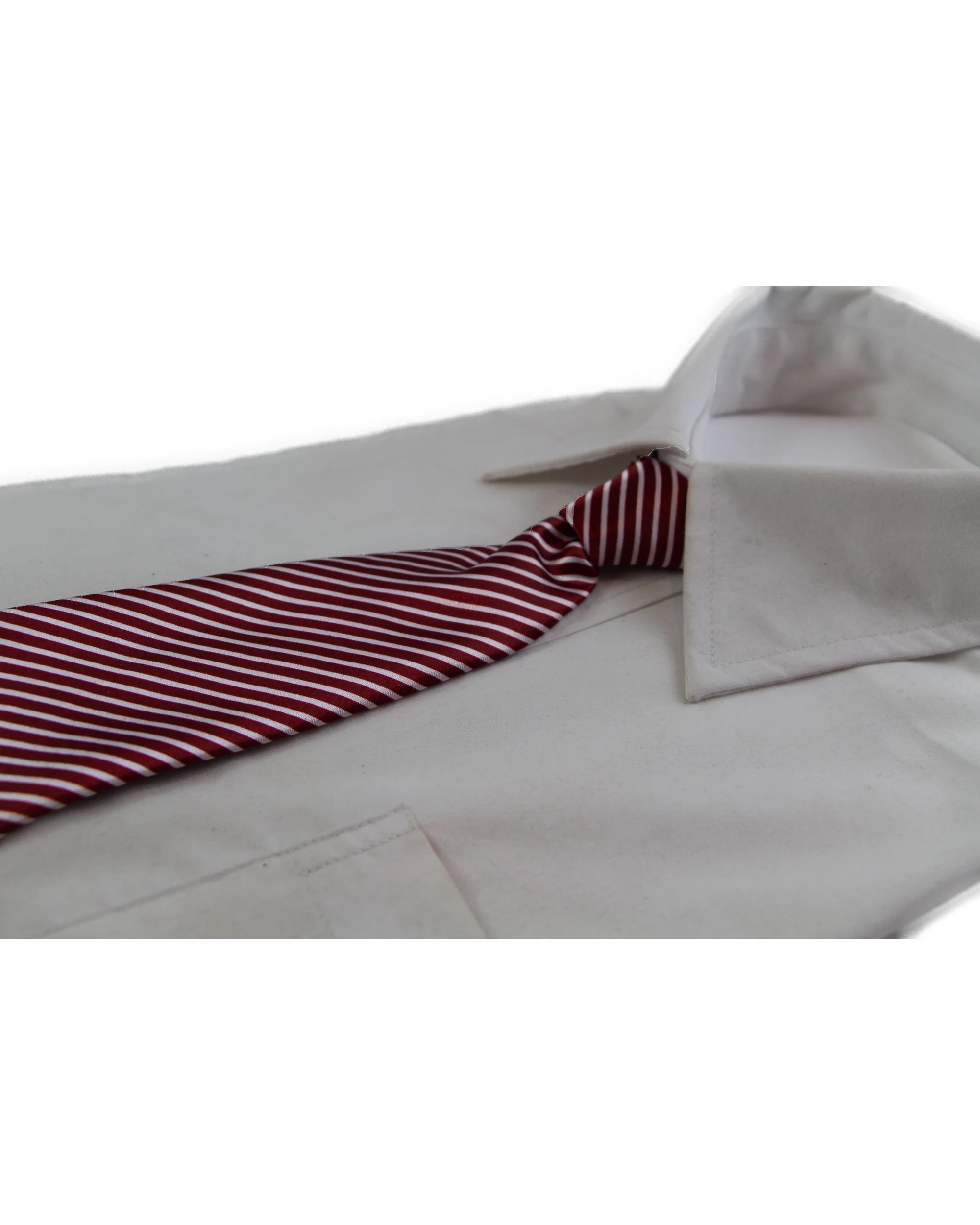 1 Zasel Kids Boys Dark Red & White Patterned Elastic Neck Tie Diagonal Stripe, 1 of 2