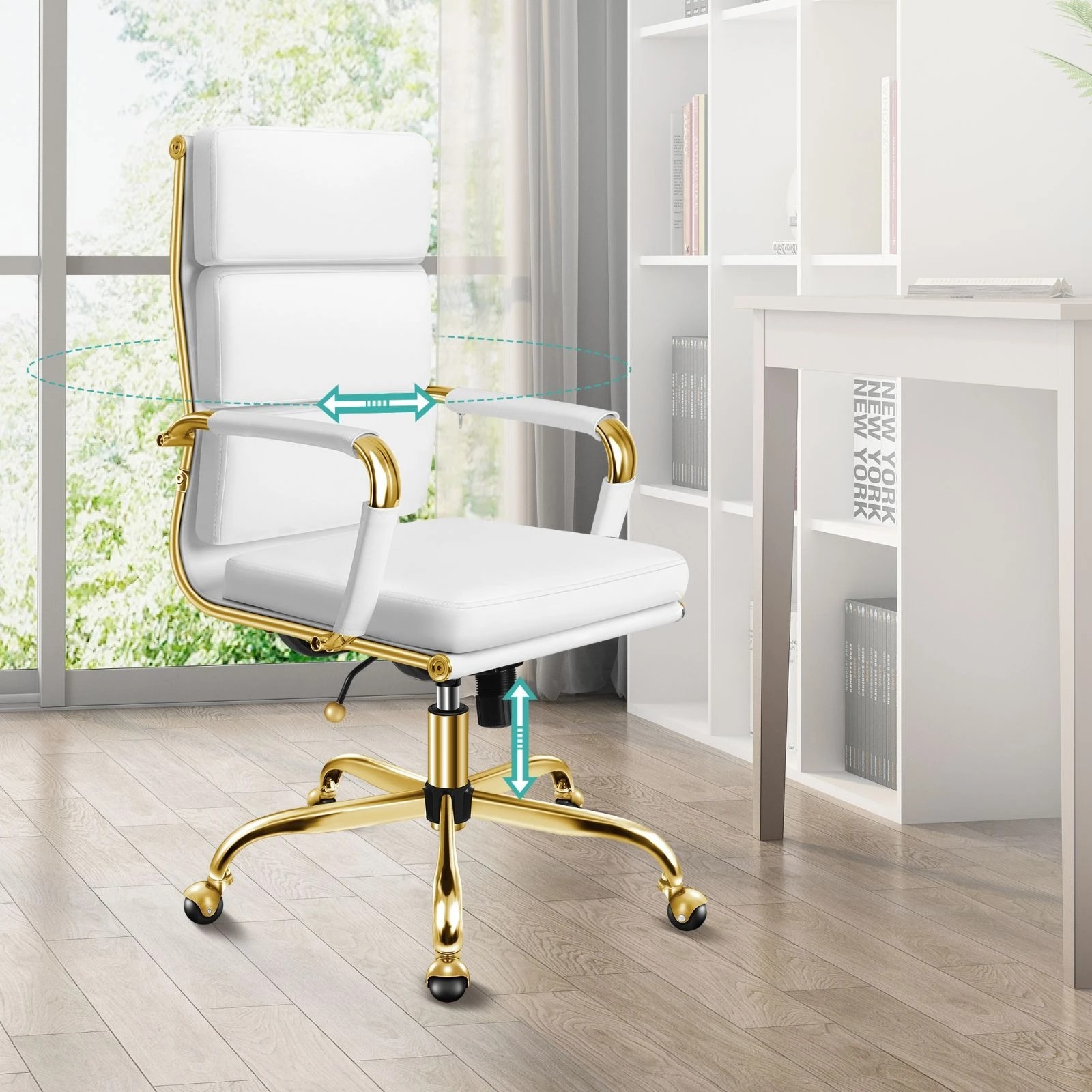 3 Alfordson Office Chair Ergonomic Paddings Executive Computer Work Seat High Back - White, 3 of 10