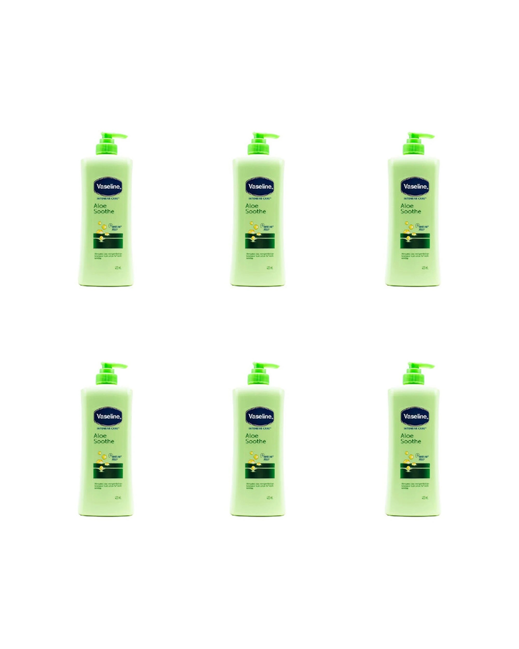 1 Vaseline Aloe Soothe Intensive Care Moisturising Lotion 6PK 400ml - Green, 1 of 3