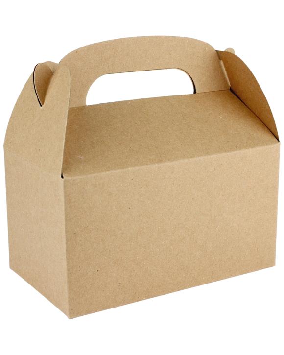 Partyrama Brown Kraft Lolly/Treat Boxes with Handle Pack of 6 - Kraft Brown