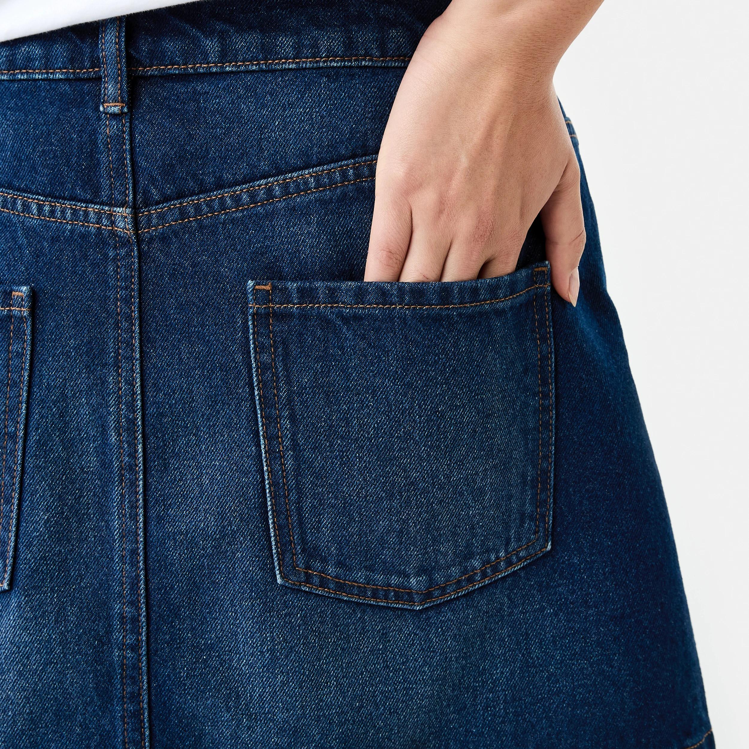 7 Denim A-line Mini Skirt MID WASH, 7 of 10