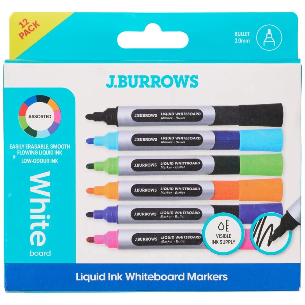 1 J.Burrows Liquid Dry Ease Marker 2mm Assorted 8 Pack, 1 of 3