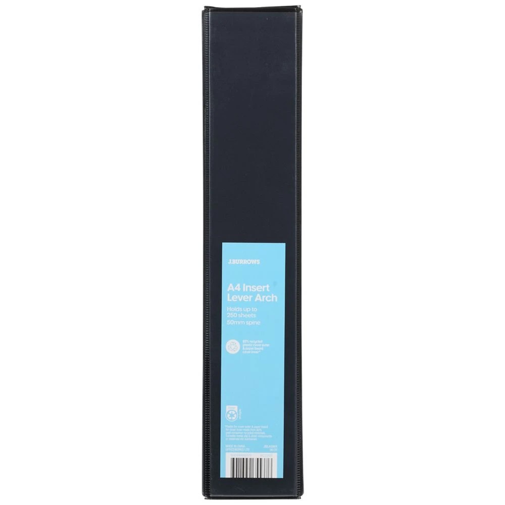 2 J.Burrows Insert Half Lever Arch A4 Binder 50mm Black, 2 of 3