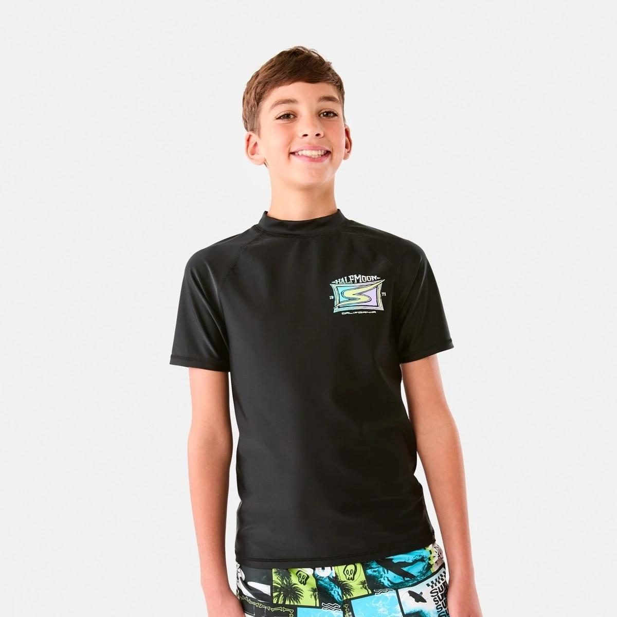 1 Short Sleeve Print Rash Vest Black, 1 of 10