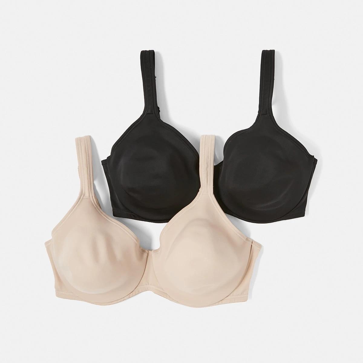 1 2 Pack Full Figure Soft Cup Bra BLACK, LIGHT FAWN, 1 of 9