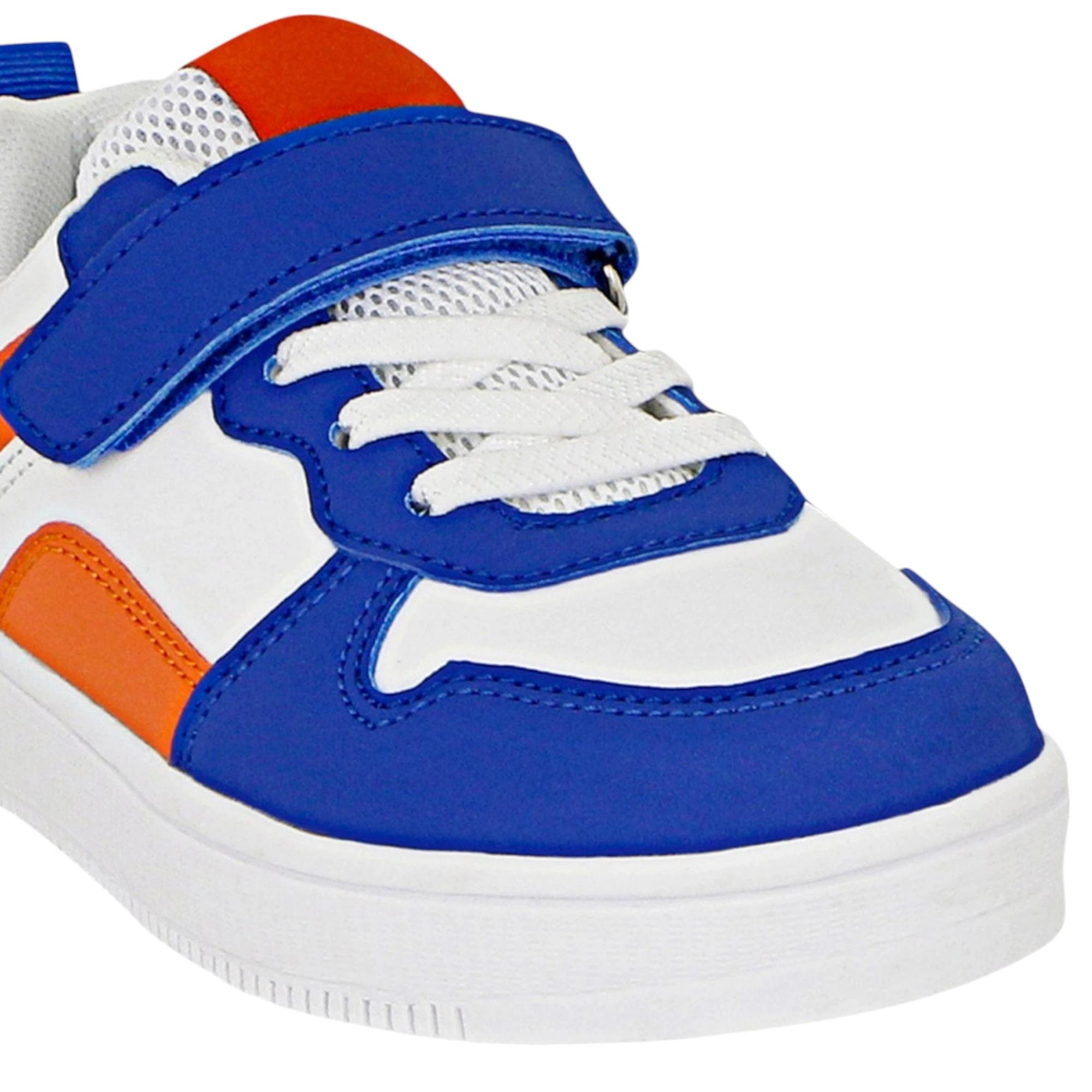 3 Grosby Kids Hoop B Blue/ White/ Orange Sneakers Velcro Shoes BLUE/WHITE/ORANGE, 3 of 4