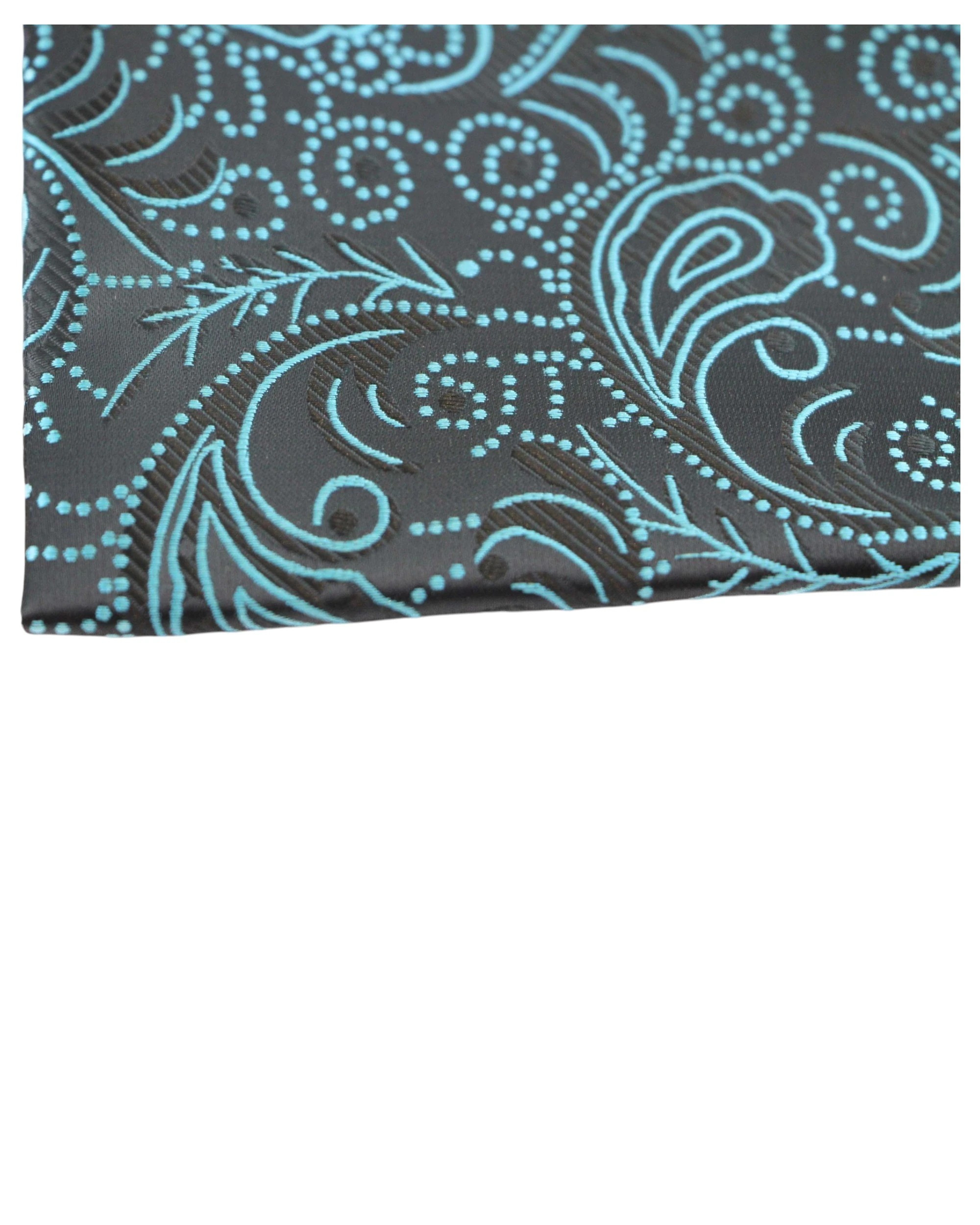 2 Zasel Mens Black & Turquoise Boho Paisley Silk Pocket Square - Multi - Multi, 2 of 3