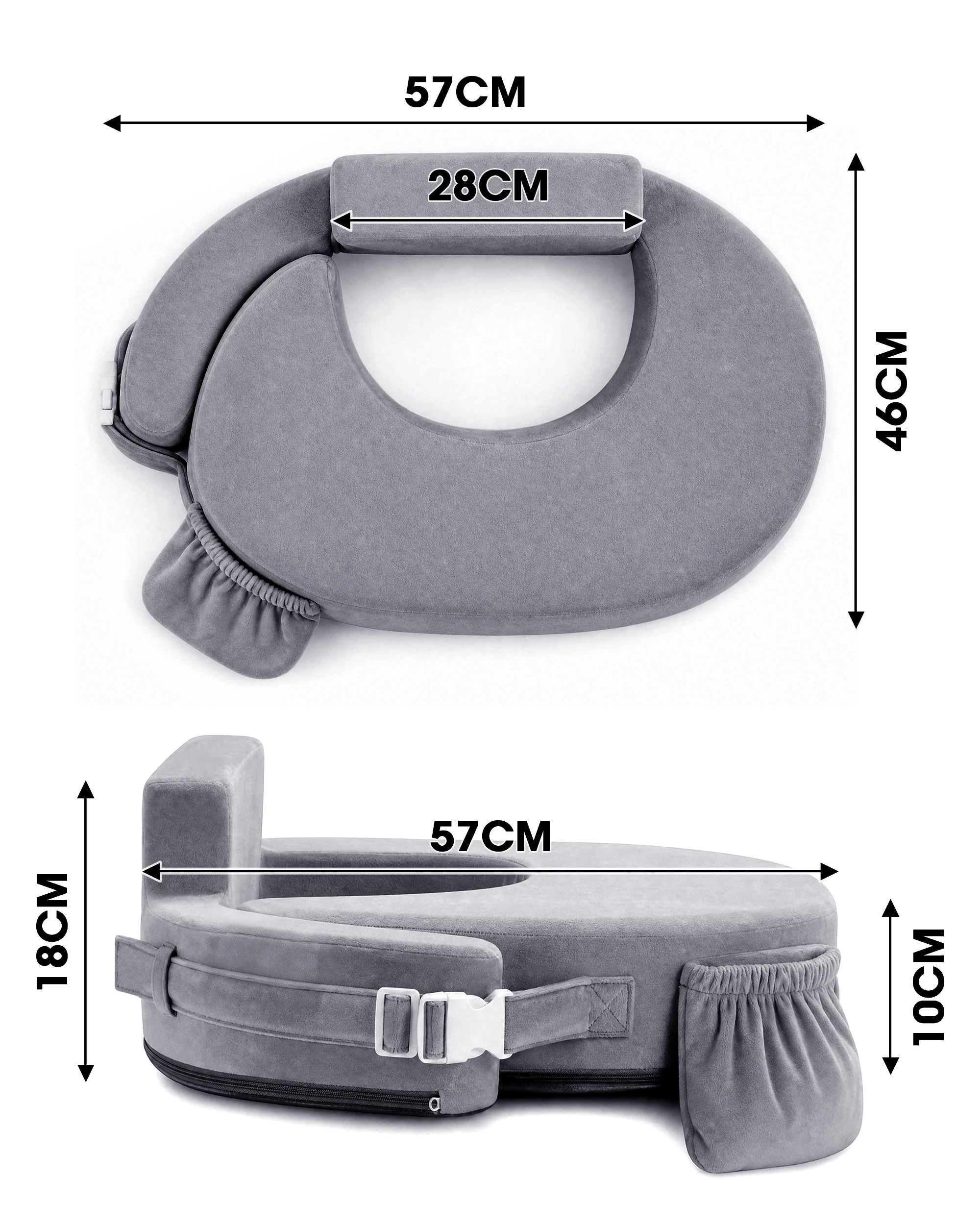 5 PlayPals Nursing Pillow Breastfeeding Posture Support Adjustable Waist - Grey, 5 of 5