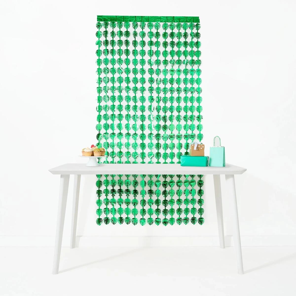1 Green Leaf Foil Curtain, 1 of 6