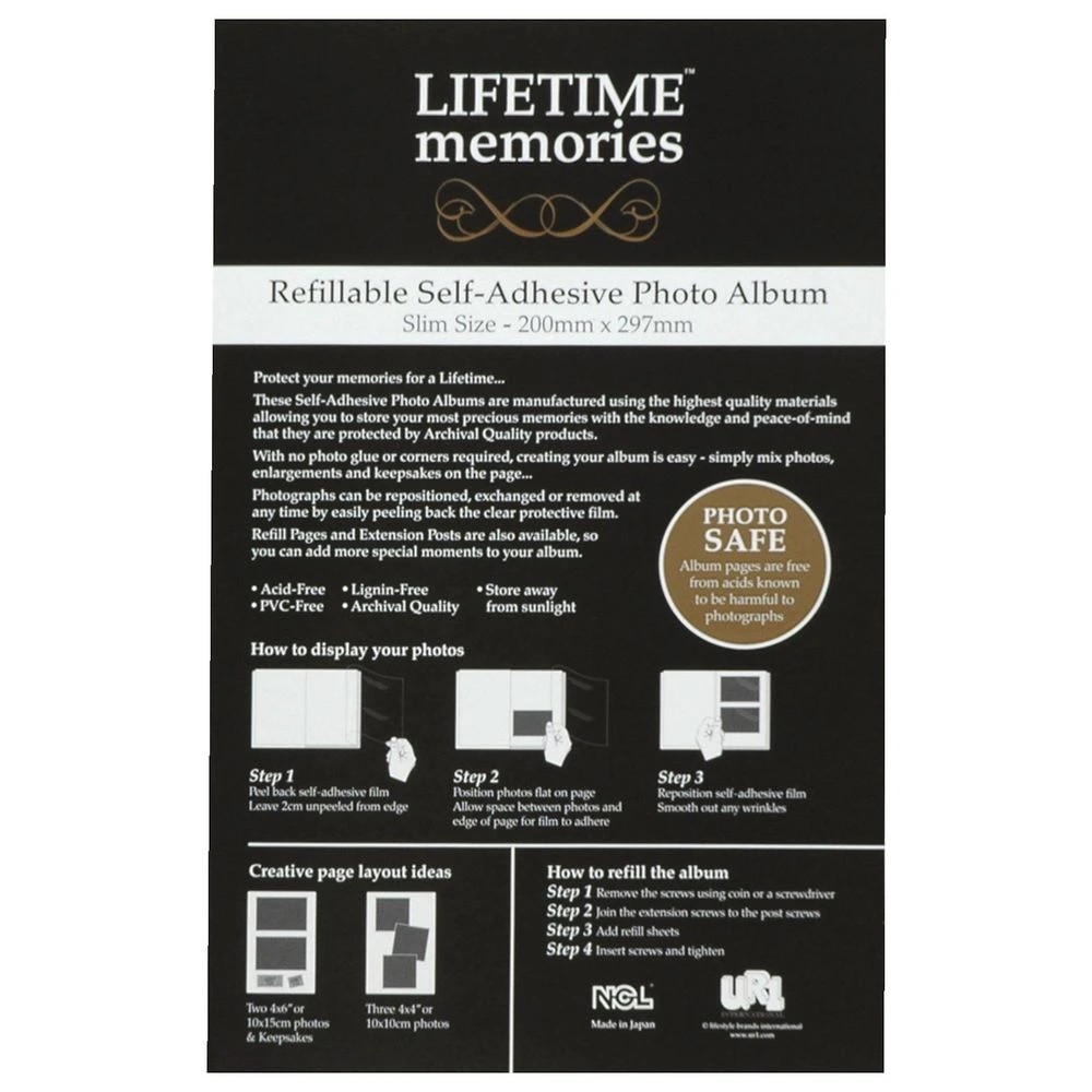 4 NCL A4 Refillable Self Adhesive Photo Album 20 Page Black, 4 of 5