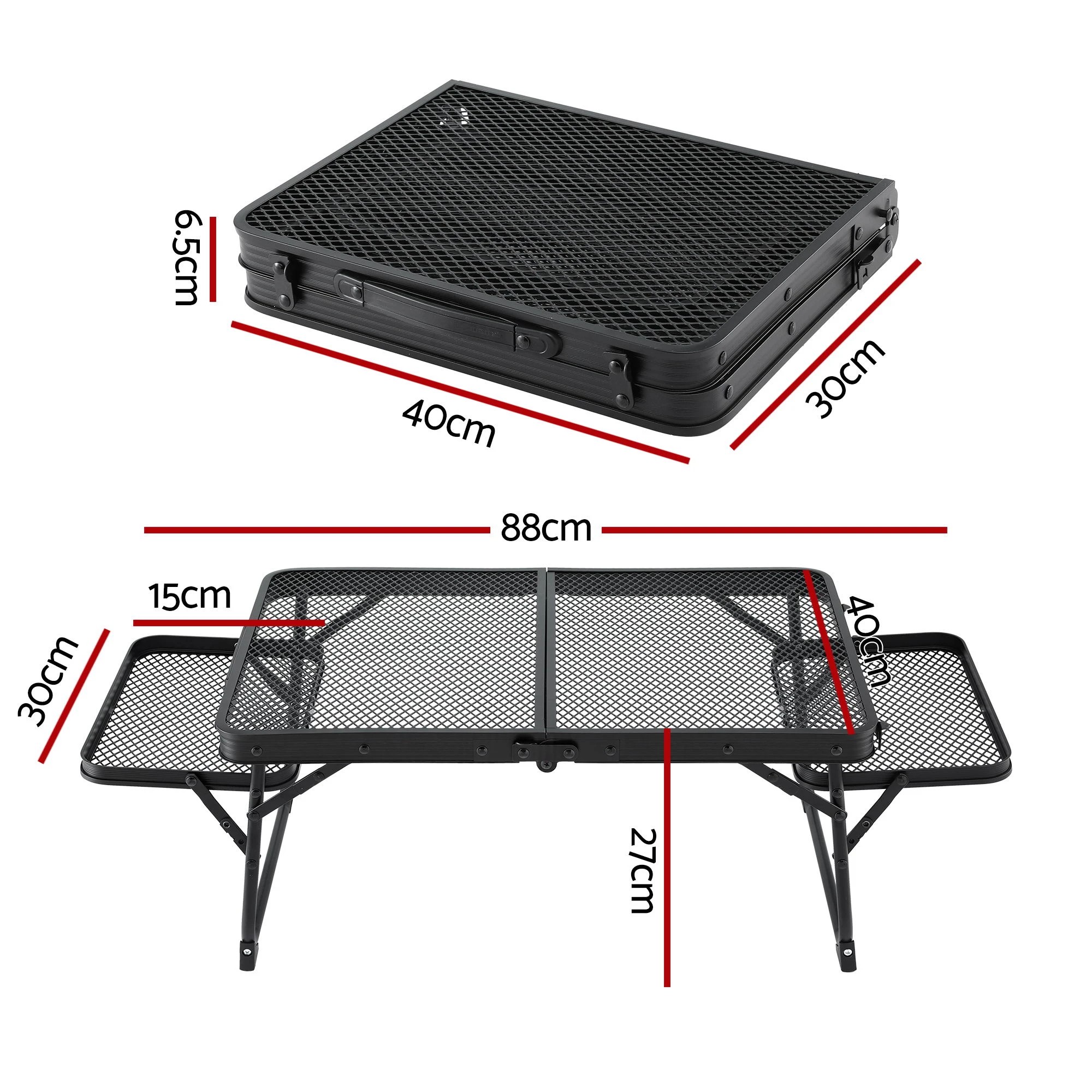 2 Weisshorn Camping Table Mesh Desktop Lightweight Portable Outdoor Folding Grill - Black, 2 of 2