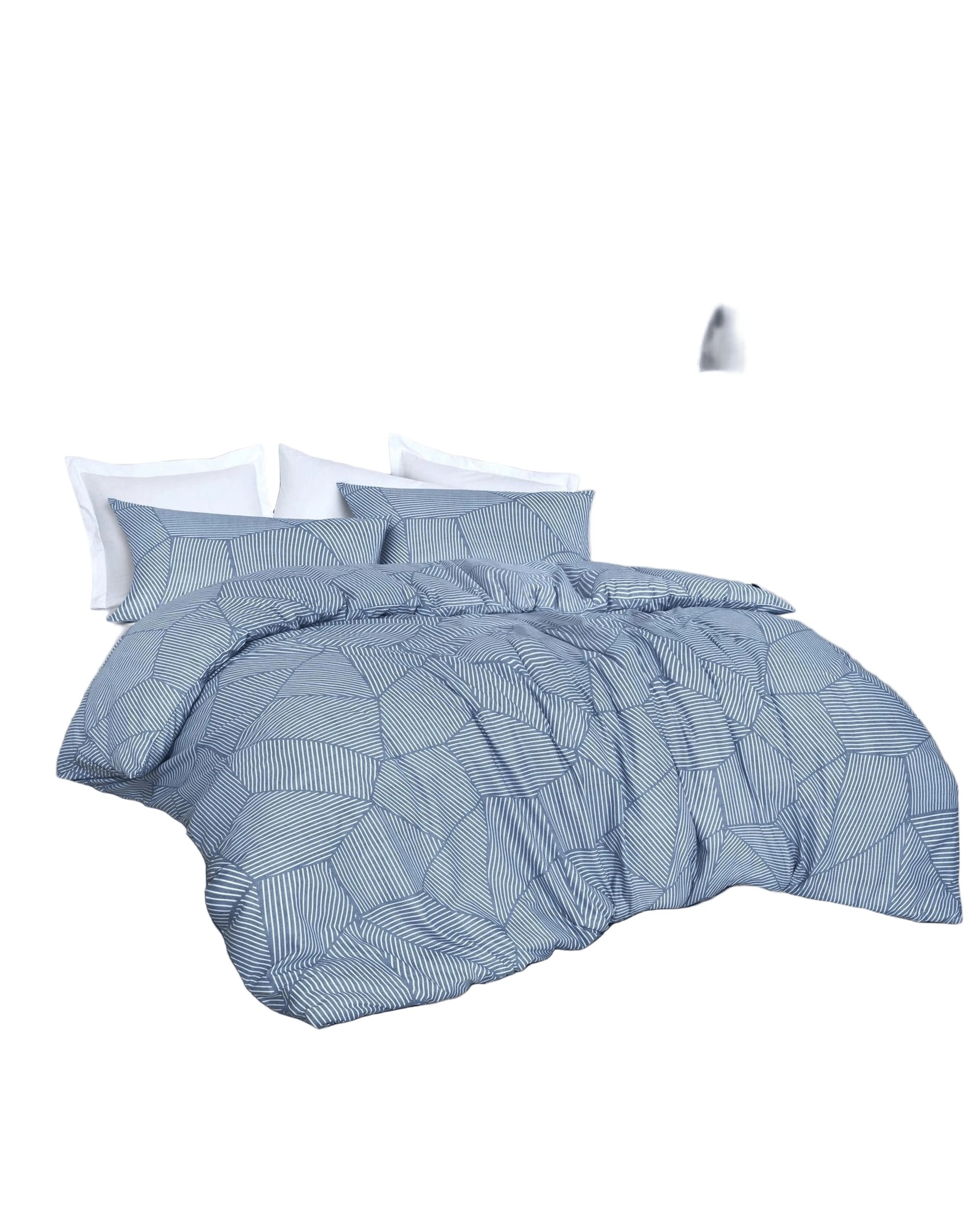 1 Amsons Pure Cotton Quilt Cover Set With Extra Standard Pillowcases - King Bed - Blue, 1 of 3