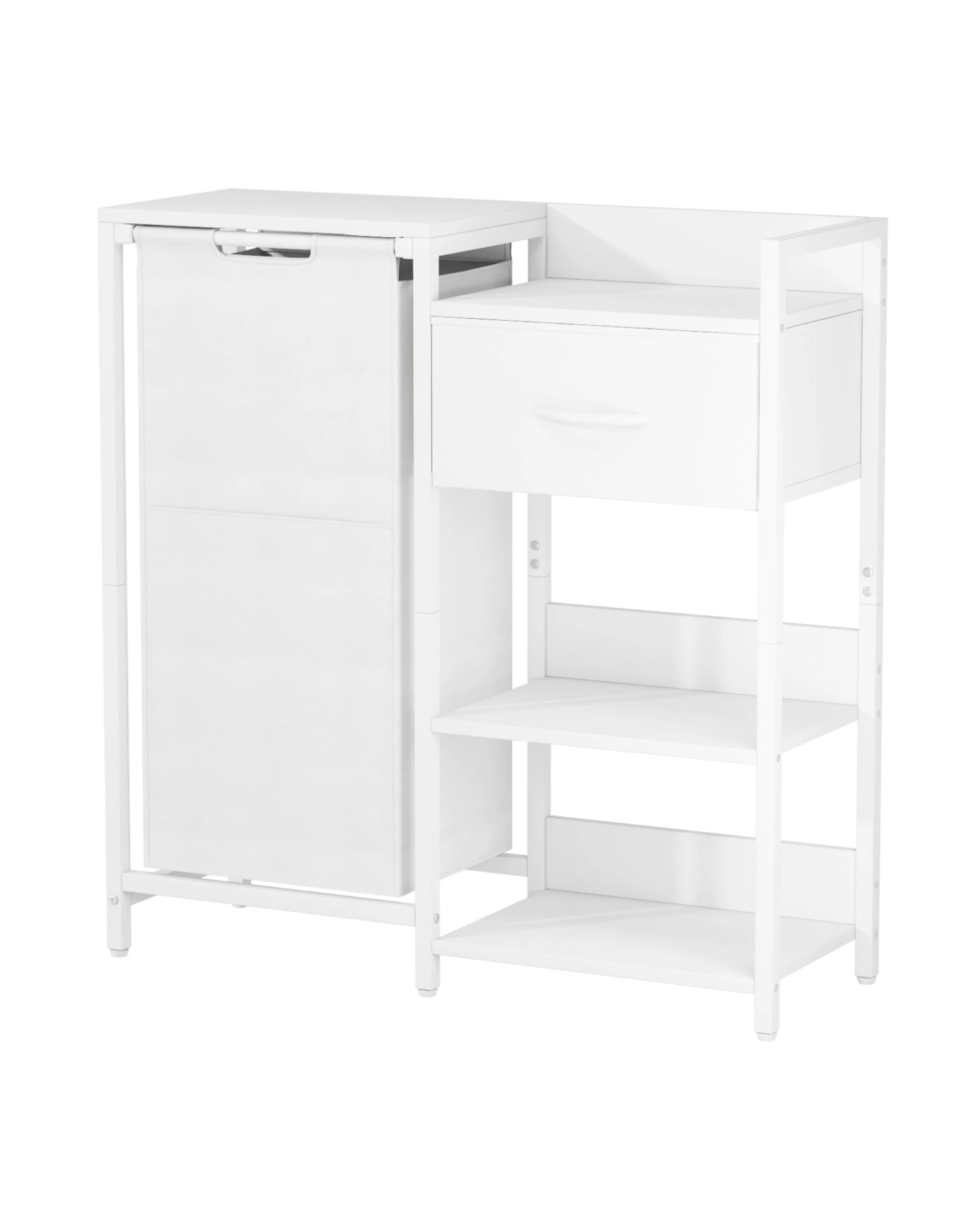 1 Advwin Laundry Hamper with Fabric Drawer and Shelves 60L - White, 1 of 3