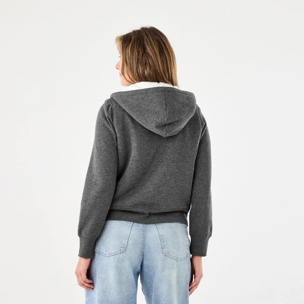 4 Long Sleeve Sherpa Zip Through Hoodie Gry Chmrle, 4 of 8
