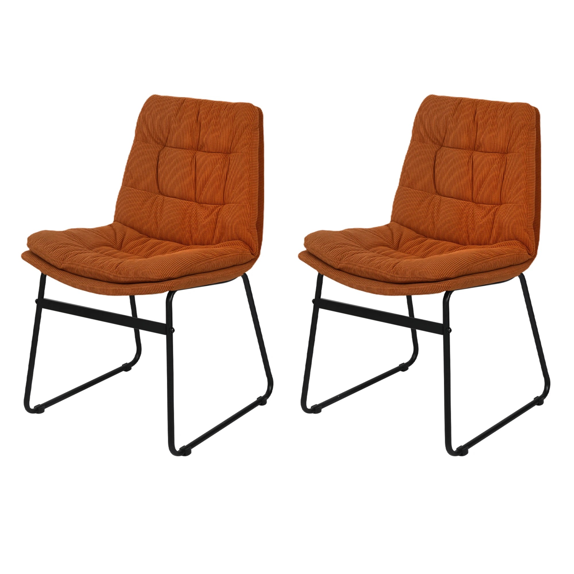 1 Levede 2x Dining Chairs Industrial Soft Corduroy Kitchen Padded Seat, 1 of 8