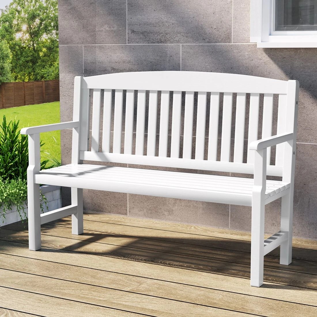 3 Gardeon Outdoor Garden Bench Wooden 2 Seater Lounge Chair Patio Furniture - White, 3 of 6
